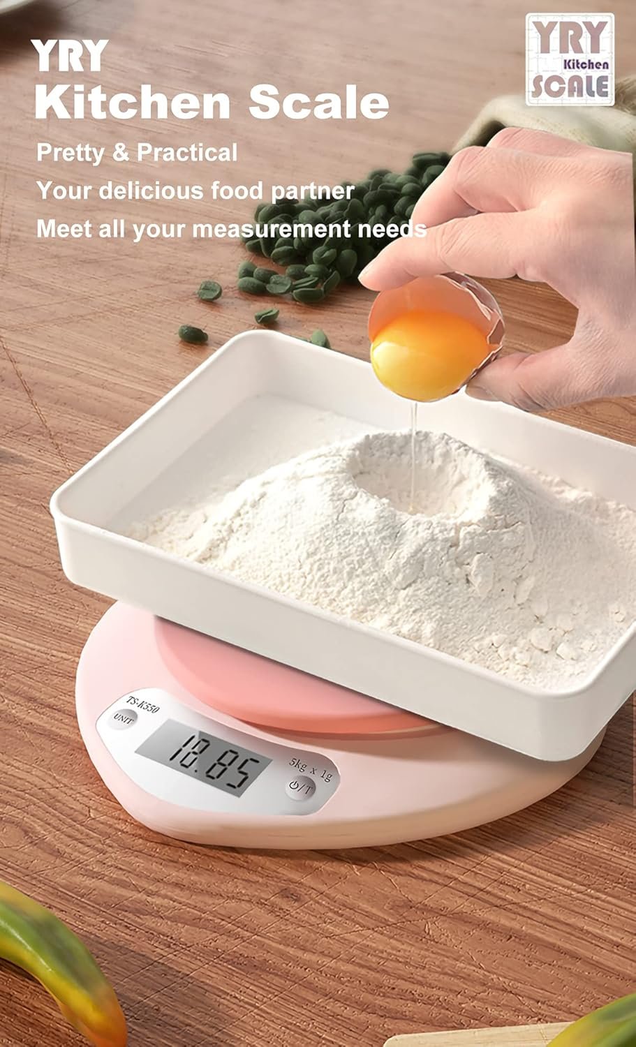 YRY Ultra Precise Kitchen Scale - The Ultimate Baking and Cooking Companion - 6.6lbs (3kg) Capacity, 0.0035 oz (0.1g) Graduation, Large LCD Display, and Tare Function, and ML Unit - (Pink 3kg/0.1g) - Image 4