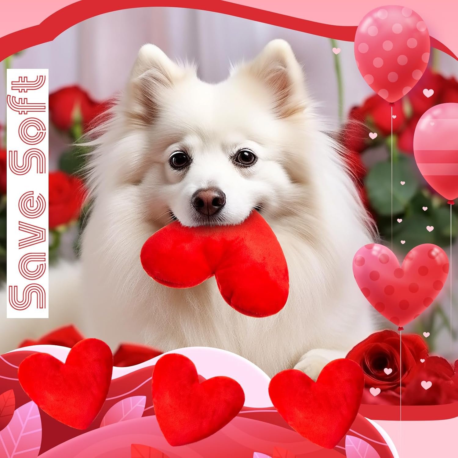 12 Pieces Valentine Stuffed Toys Red Heart Squeaky Toys for Dogs Valentine's Day Plush Toys for Puppy Dog Valentine Costume Accessories(Heart Shaped) - Image 7