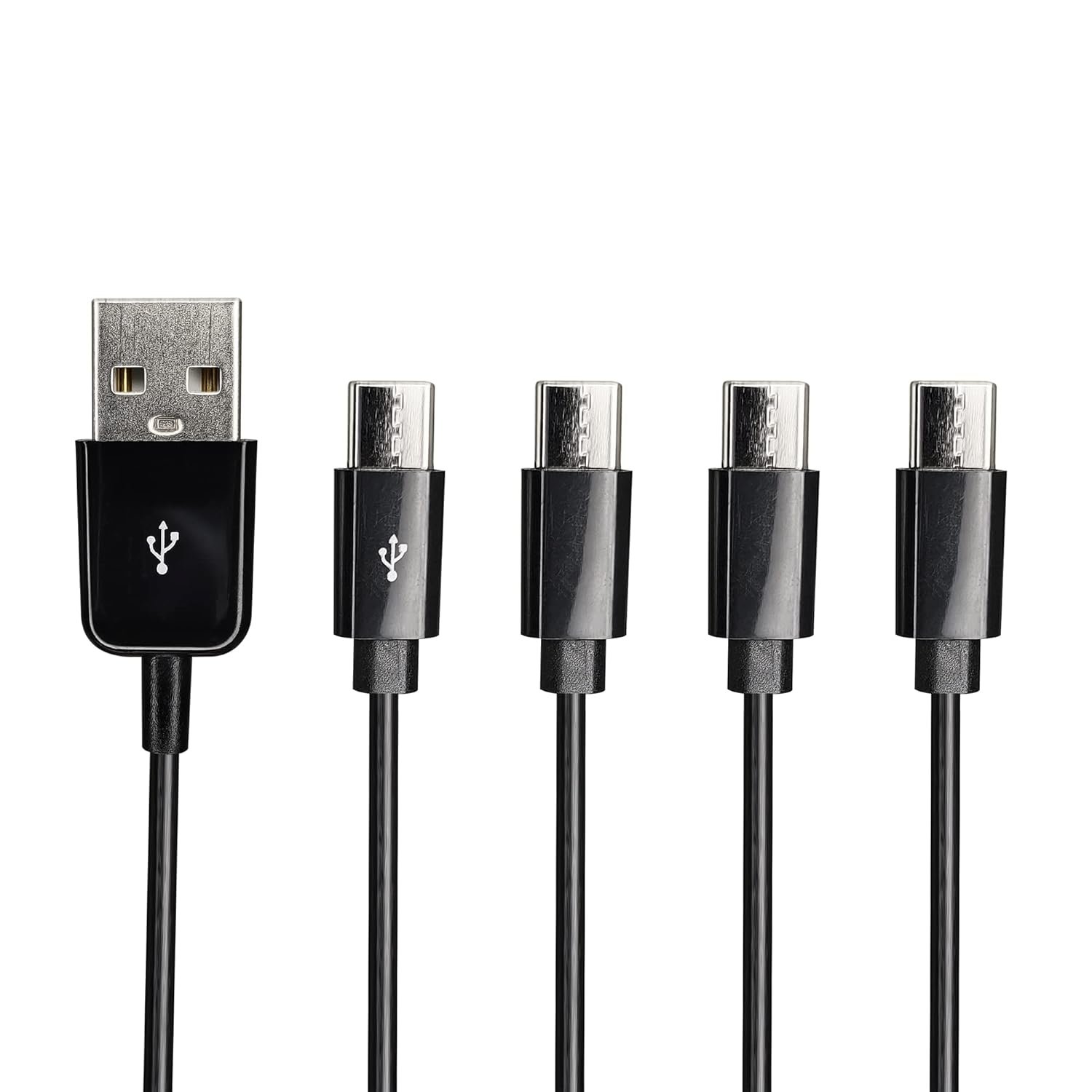 CERRXIAN USB Type C Splitter Charging Cable,1ft 4 in 1 Multi Charging Cable, USB A to 4 x USB Type C Y Splitter Data Snyc Cord(0.3m-4 USB C, Black) - Image 2