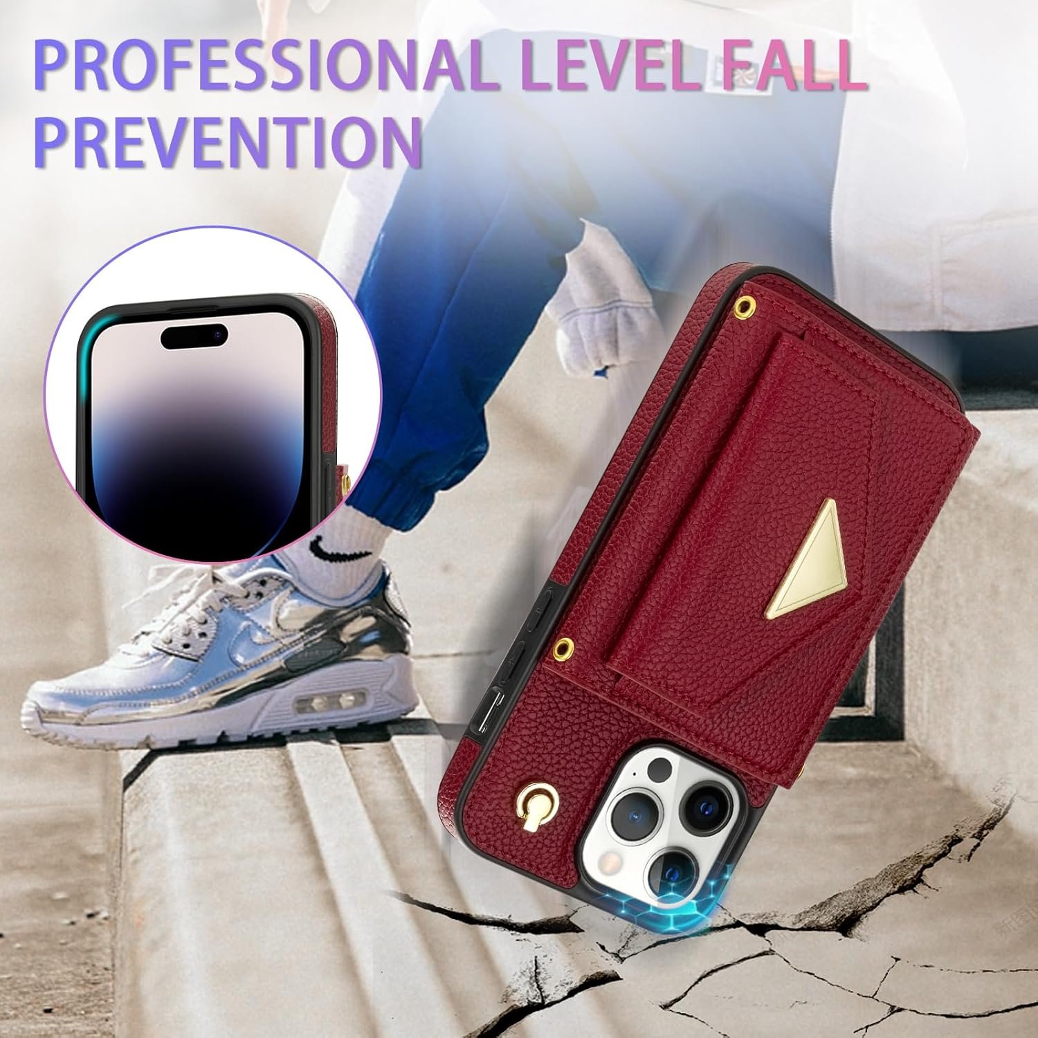 Phone Case for iPhone 15 Pro 6.1 inch Wallet Cover RFID Blocking Credit Card Holder with Crossbody Strap Lanyard Stand Leather Cell Accessories iPhone15Pro 5G i i-Phone i15 iPhone15 15Pro Girls Red - Image 7