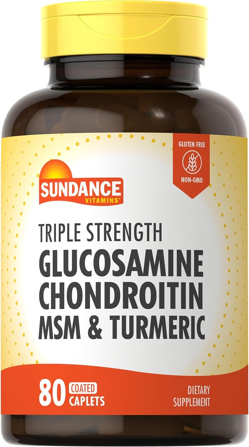 Sundance Glucosamine Chondroitin with MSM and Turmeric | 80 Caplets | Triple Strength Formula | Non-GMO and Gluten Free Supplement - Image 2