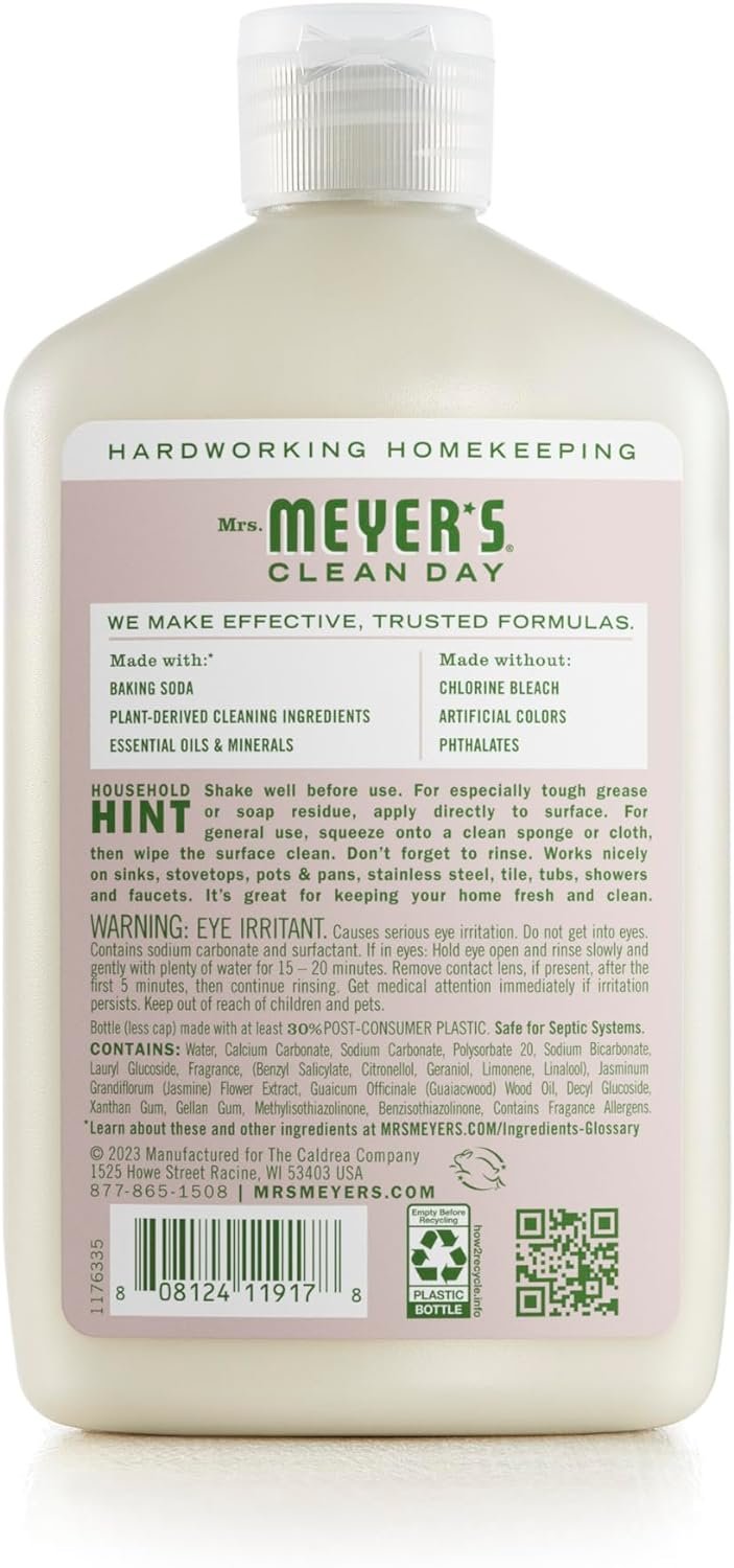 MRS. MEYER'S CLEAN DAY Baking Soda Cream Cleaner, Cuts Grease, Scratch-Free Polish, Plant-Derived Cleaning Ingredients, Apple Blossom, 16 Fl Oz, Pack of 1 - Image 3