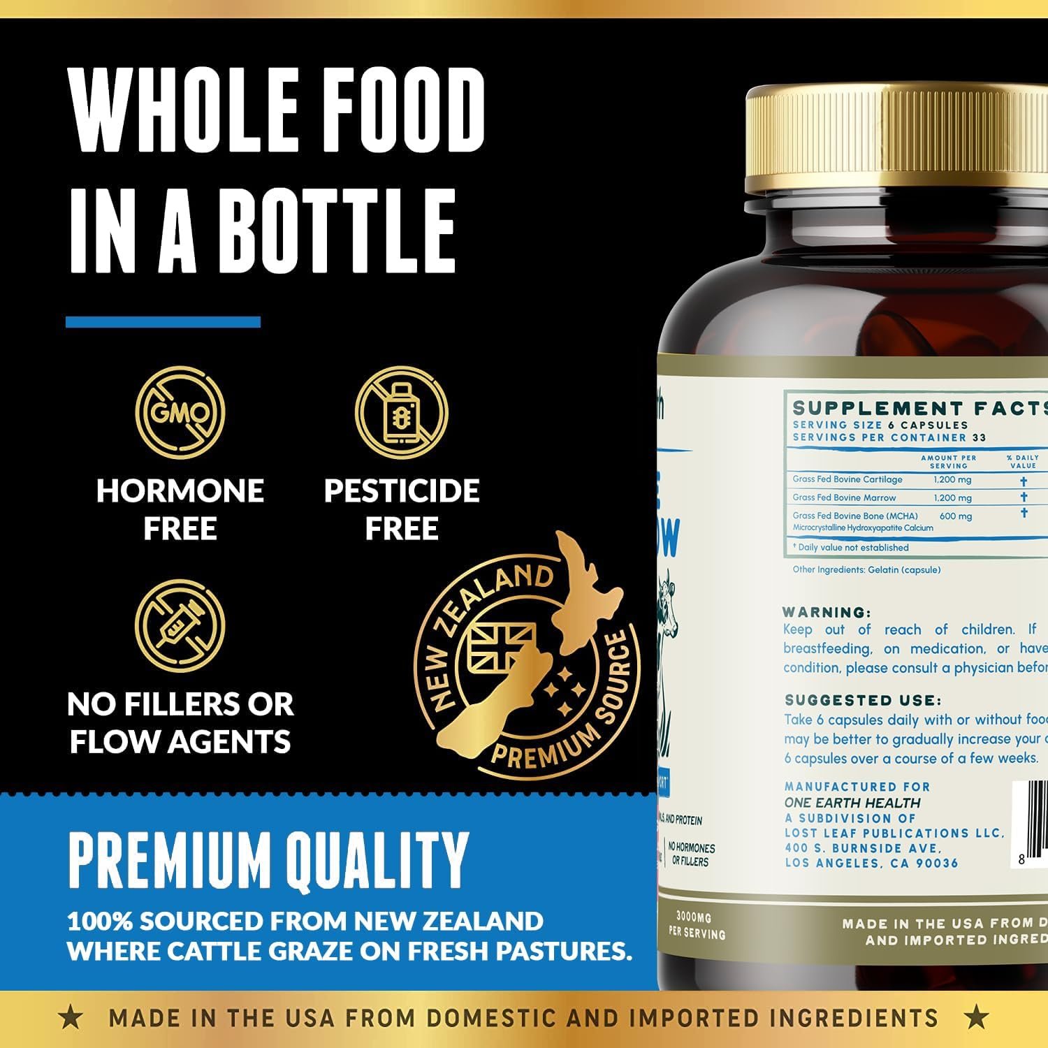 Grass Fed Beef Bone Marrow Supplement – (200 Count) Bone, Cartilage and Marrow. New Zealand Sourced. Better Than Bone Broth. Watch Product Video for Details - Image 7