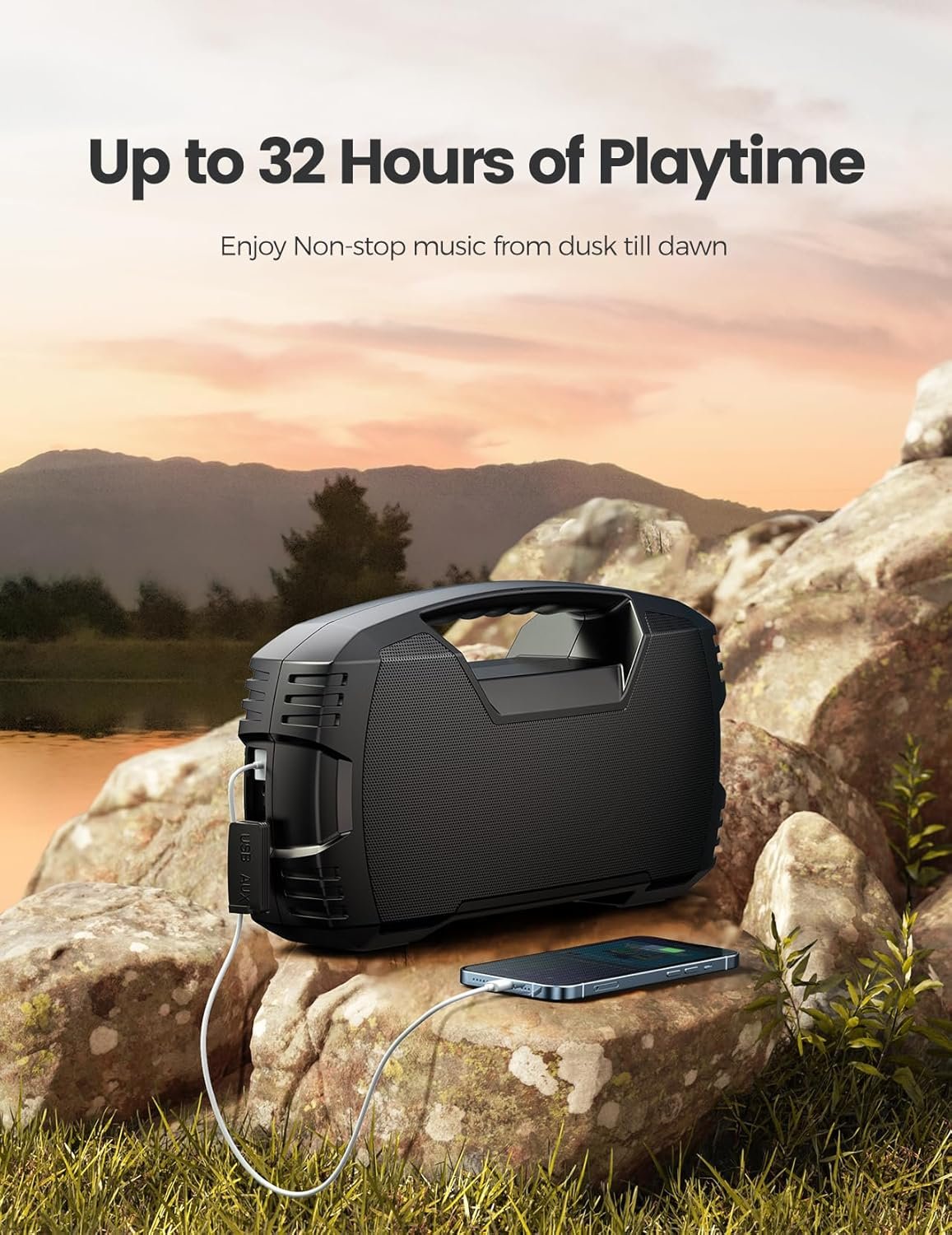 Portable Wireless Bluetooth Speaker, 40W (60W) Peak Loud Sound IPX7 Waterproof Speakers, 32H Playtime, Outdoor Speaker for Home/Party/Beach, Electronic Gadgets, Birthday Gift - Image 5