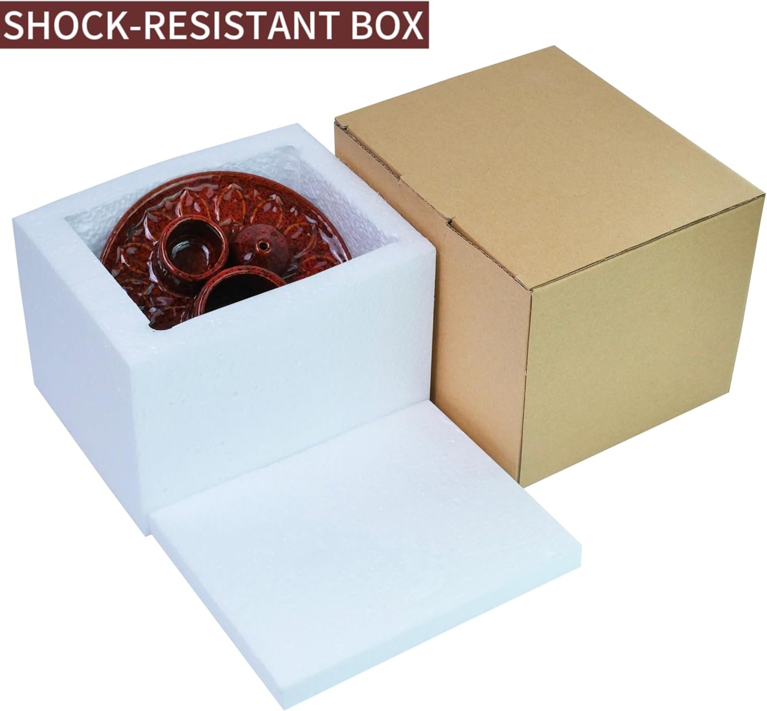 4 in 1 Incense Holder, Icense Burner for Burning Sage Smudge, palo Santo Sticks, Candle Incense Bowl, 5.12"" Ceramic Ash Catcher Tray for Meditation Zen Décor, Red - Image 7