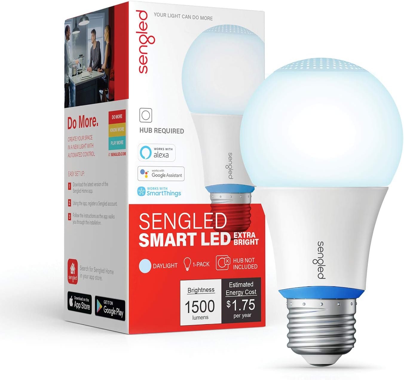 Sengled Smart Light Bulbs 100W, Zigbee Hub Required, Extra Bright Smart Bulbs Work with Alexa, Google, SmartThings, Echo 4th, Echo Show 10, Echo Plus, Dimmable A19 LED Light 5000K 1500LM, E26 1 Pack - Image 2
