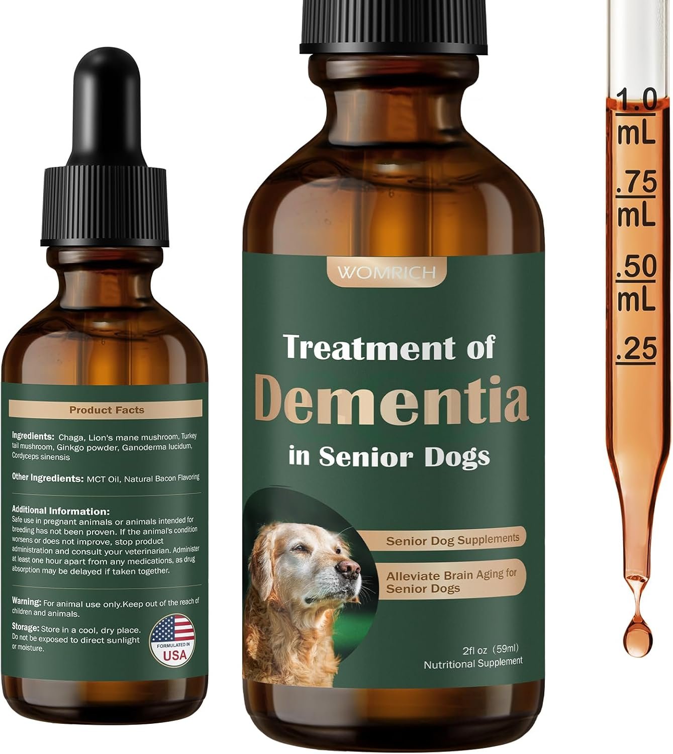 Senior Dog Supplements for Brain Health & Nervous System Support, Dementia Supplement for Calming & Relaxation, Canine Cognitive Dysfunction (CCD), Addresses Getting Lost, Social Withdrawal - 59 ML - Image 2