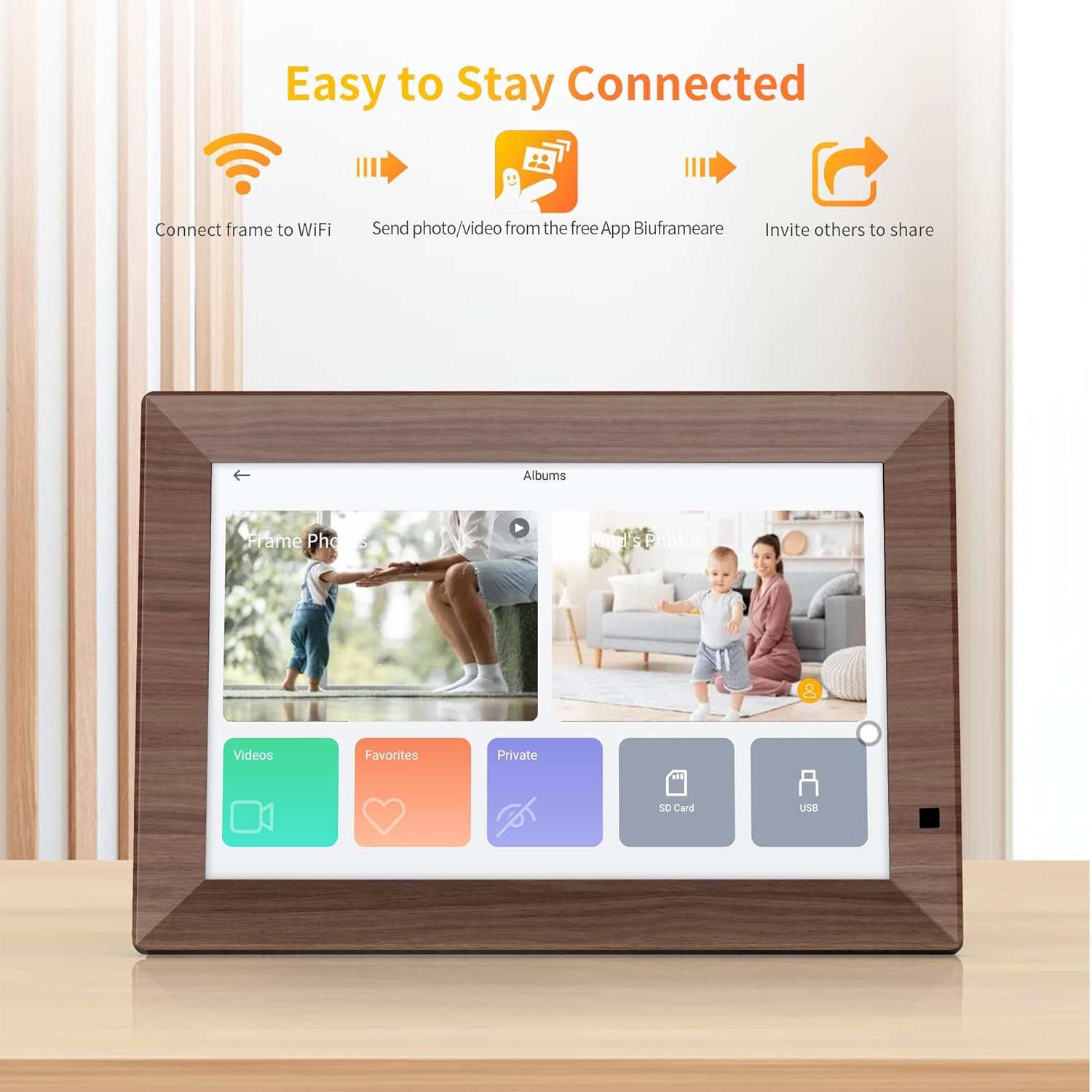 10.1 Inch Smart Digital Picture Frame,1280x800 HD IPS Touch Screen,64GB Large Storage,2GB RAM, WiFi Digital Photo Frame Load from Phone, Motion Sensor, Auto-Rotate, Digital Frame - Image 4