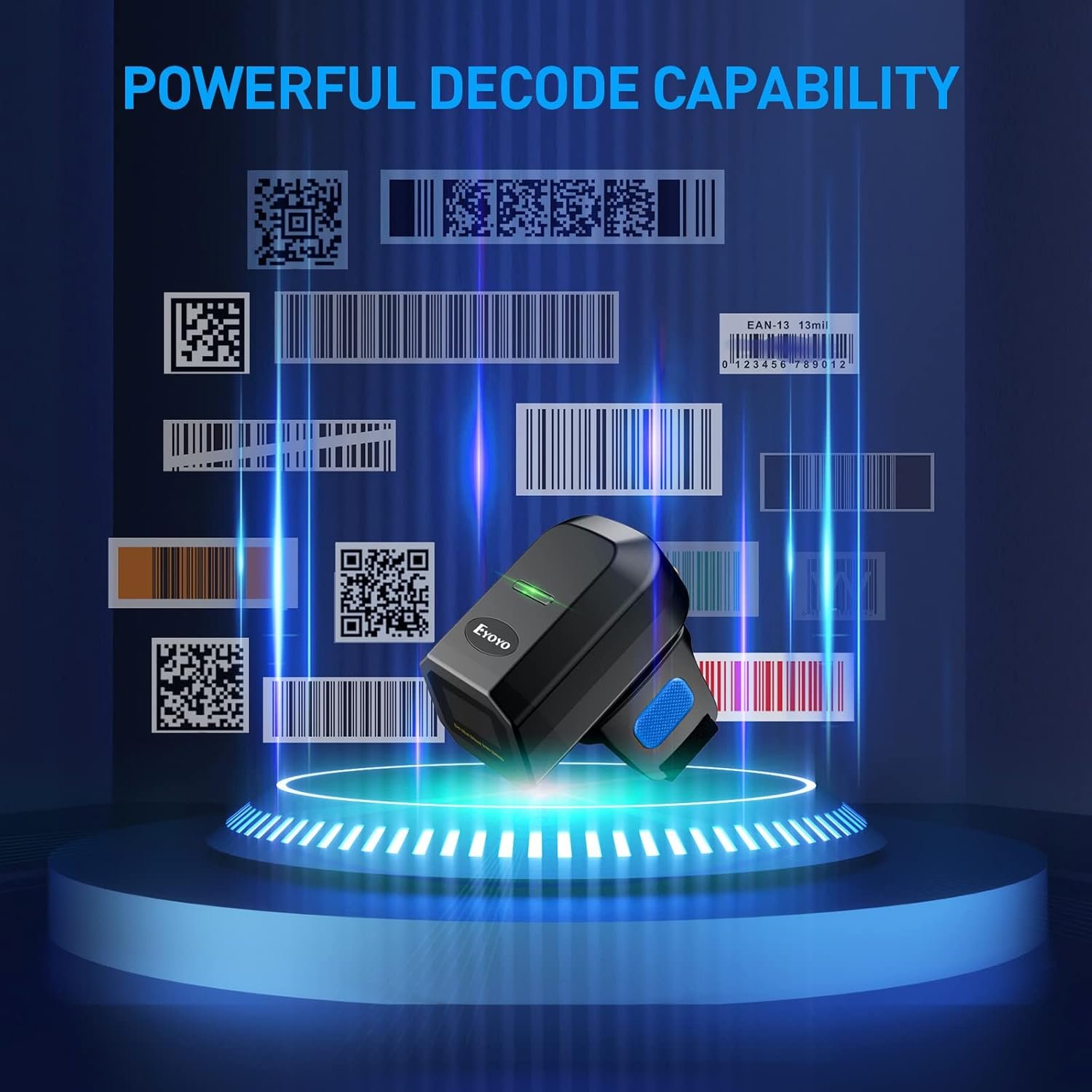 Eyoyo Bluetooth Ring Barcode Scanner, Compatible with Tablet iPhone Android iOS Computer, Right or Left Handed, Wearable 1D 2D QR Finger Hands-Free List Barcode Reader - Image 7