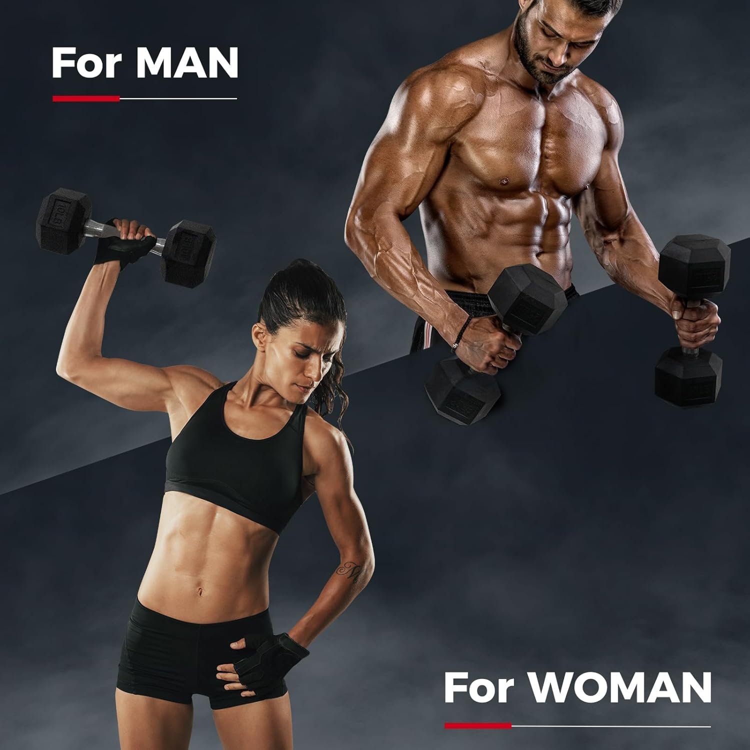 RitFit 5-300LBS Rubber Encased Hex Dumbbell Sets with Optional Rack for Home Gym, Coated Hand Weights for Strength Training, Workouts - Image 6