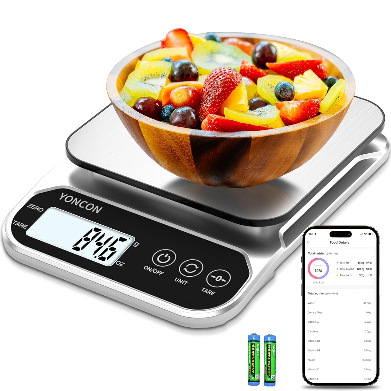 Smart Food Scale Digital Weight Grams and Oz, 3kg/0.1g Kitchen Scale for Weight Loss, Cooking, Baking, Super Accurate, Easy to Clean and Store, Tare Function (Batteries Included) - Image 2