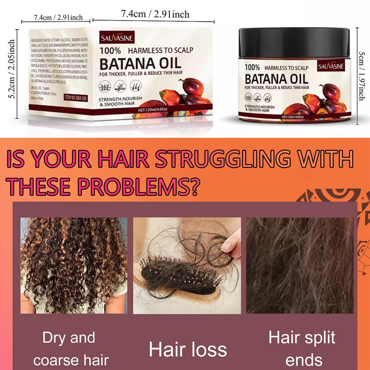 2Pcs Raw Batana Oil for Hair Health,100% Natural,Pure,Unrefined and Authentic Cold Pressed Organic Sebi Batana Oil from Honduras,Prevent Hair Loss Repairs Damaged,for Men and Women - Image 6