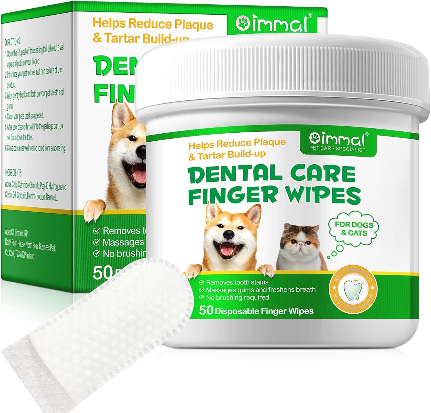 Grooming Wipes Pet Teeth Cleaning Wipes for Dogs & Cats,Dental Wipes for Dogs Teeth Remove Bad Breath by Removing Plaque and Tartar Buildup No-Rinse Dog Finger Toothbrush Disposable Dog Finger - Image 2