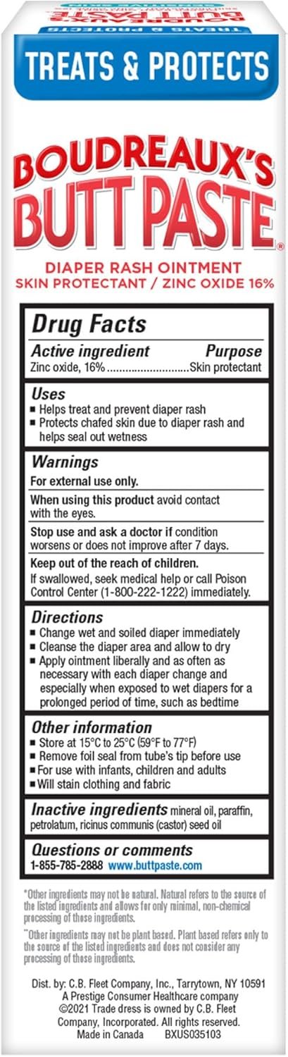 Boudreaux's Butt Paste for Sensitive Skin Diaper Rash Cream, Ointment for Baby, 4 oz Tube - Image 7