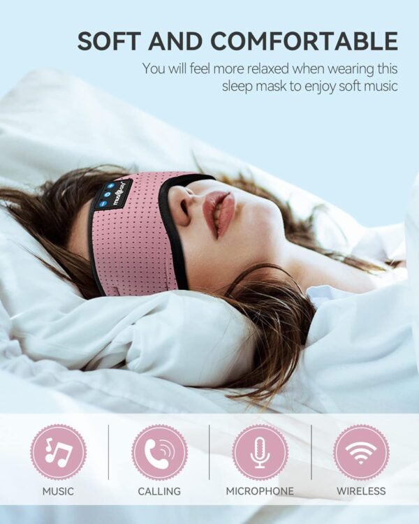 MUSICOZY Bluetooth 5.2 Sleep Headphones Eye Mask, Breathable Sleeping Headband Headphones with Wireless Earbuds Earphones for Side Sleepers Mom Women Cool Tech Unique Gifts Gadget - Image 3