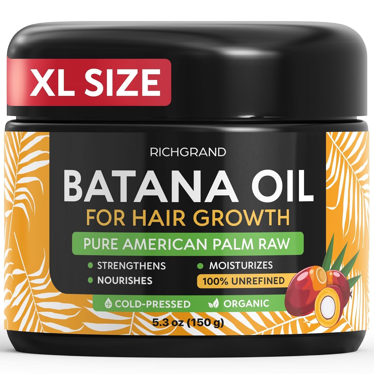 Batana Oil for Hair Growth - 100% Raw & Organic Cold-Pressed Batana Oil - Pure Unrefined Batana Hair Mask for Men & Women - Strengthens Hair, Prevents Loss, Repairs Split Ends - 5.3 Fl Oz - Image 2