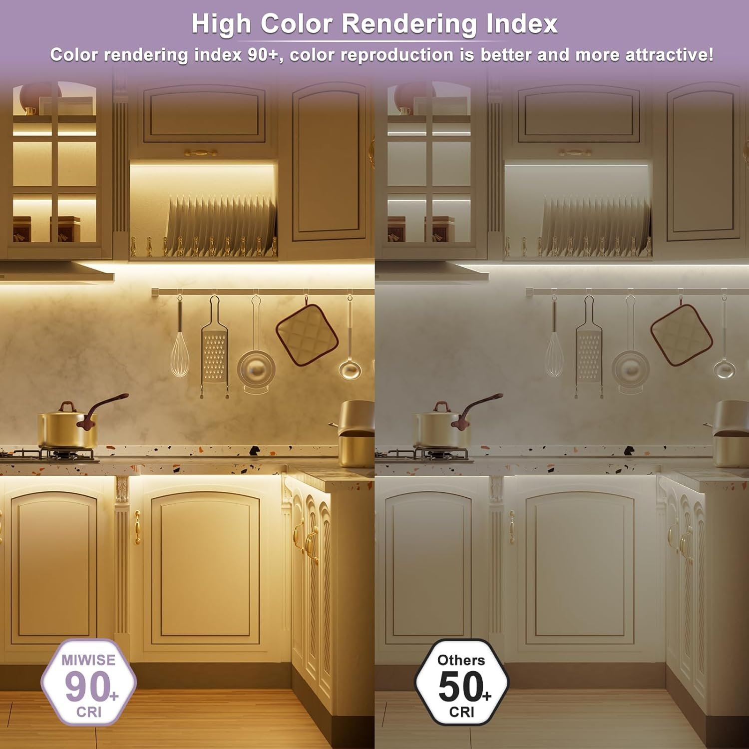 MIWISE CCT COB LED Strip Light Tunable White,32.8ft/10m Dimmable 2700K-6500K CRI90+ 24V LED Tape Light Kit,Work with Alexa/Google Assistant/Tuya,for Under Cabinet Bedroom Kitchen DIY Lighting - Image 10