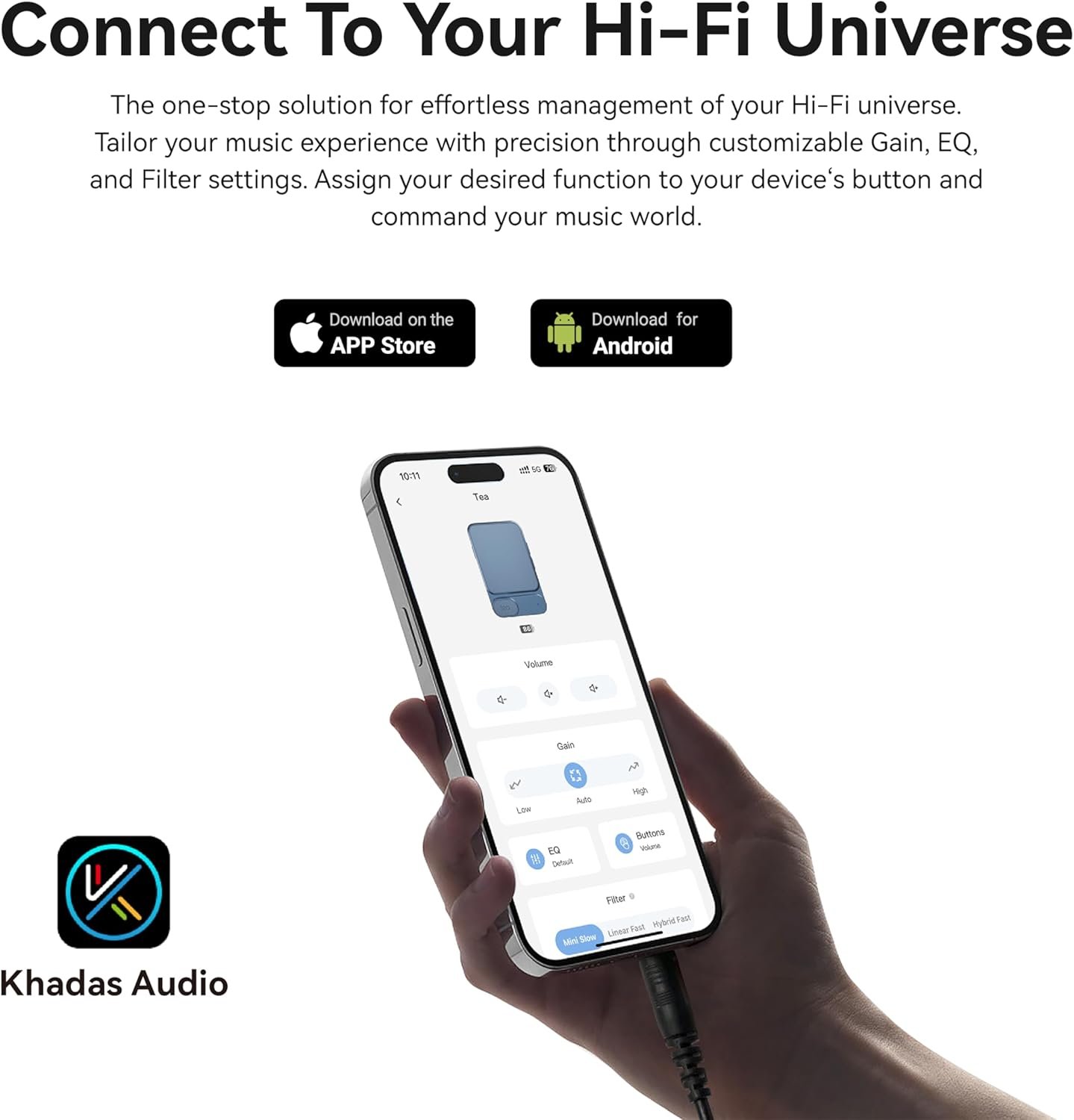 KHADAS Tea Portable Headphone Amplifier,DAC Magnetic Amplifier Bluetooth 5.0 HiFi Hi-Res USB DAC 32bit/384KHz, 1160mAh Battery ESS ES9281AC Pro Qualcomm QCC5125 LDAC/aptX HD, PCM, DSD, MQA(Grey) - Image 9
