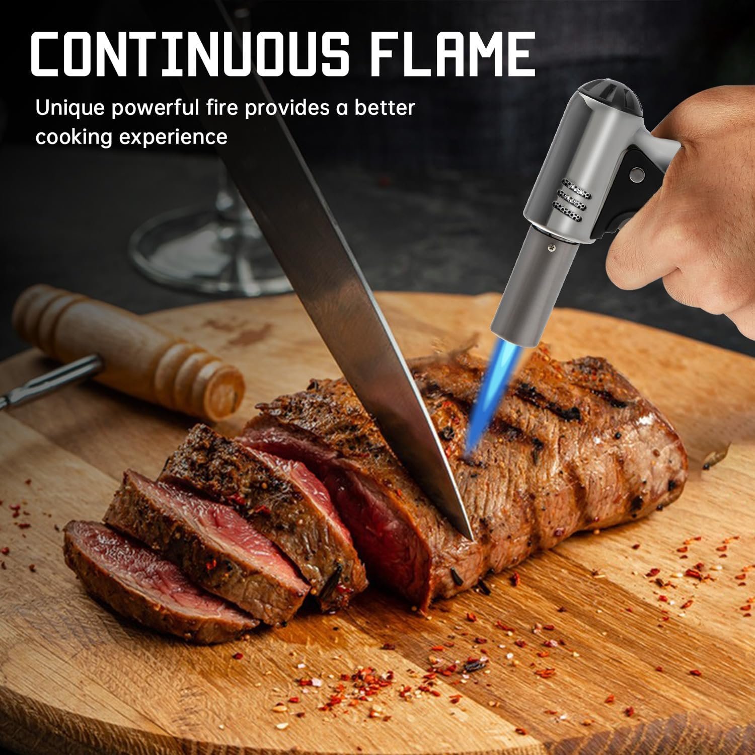 Butane Torch, Butane Refillable Kitchen Cooking Torch, Torch Lighter with Safety Lock And Adjustable Flame For BBQ, Baking, Brulee Creme, Crafts and Soldering(Butane Gas Not Included)… - Image 8