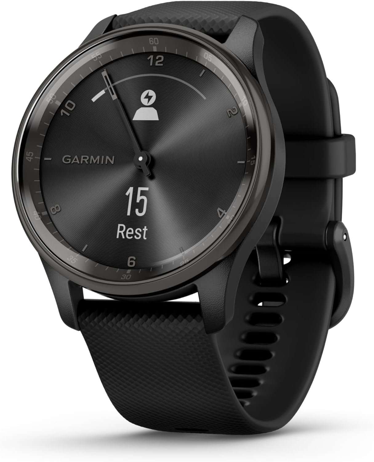 Garmin Vivomove Trend, Stylish Hybrid Smartwatch, Long-Lasting Battery Life, Dynamic Watch Hands and Touchscreen Display, Black (Renewed), Adjustable - Image 3