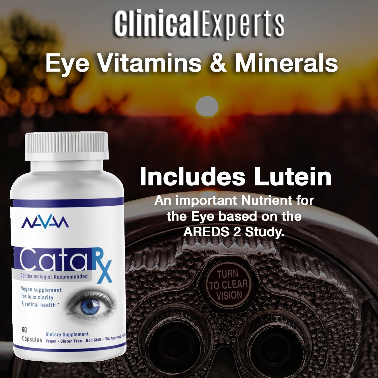 Navan CataRx Antioxidant AREDS 2 Eye Vitamins & Minerals Supplement for Lens Clarity & Retina Health by Clinical Experts - Lutein, Zeaxanthin, Zinc, Vitamin C, NAC - Kosher Certified, 60 Capsules - Image 4