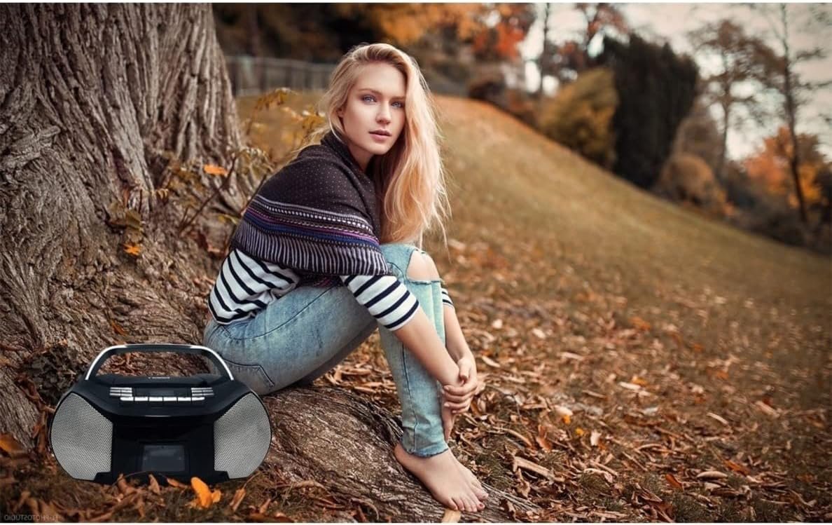 Naxa Electronics NPB-268 Portable CD/Cassette Boombox, Silver/Black - Image 3