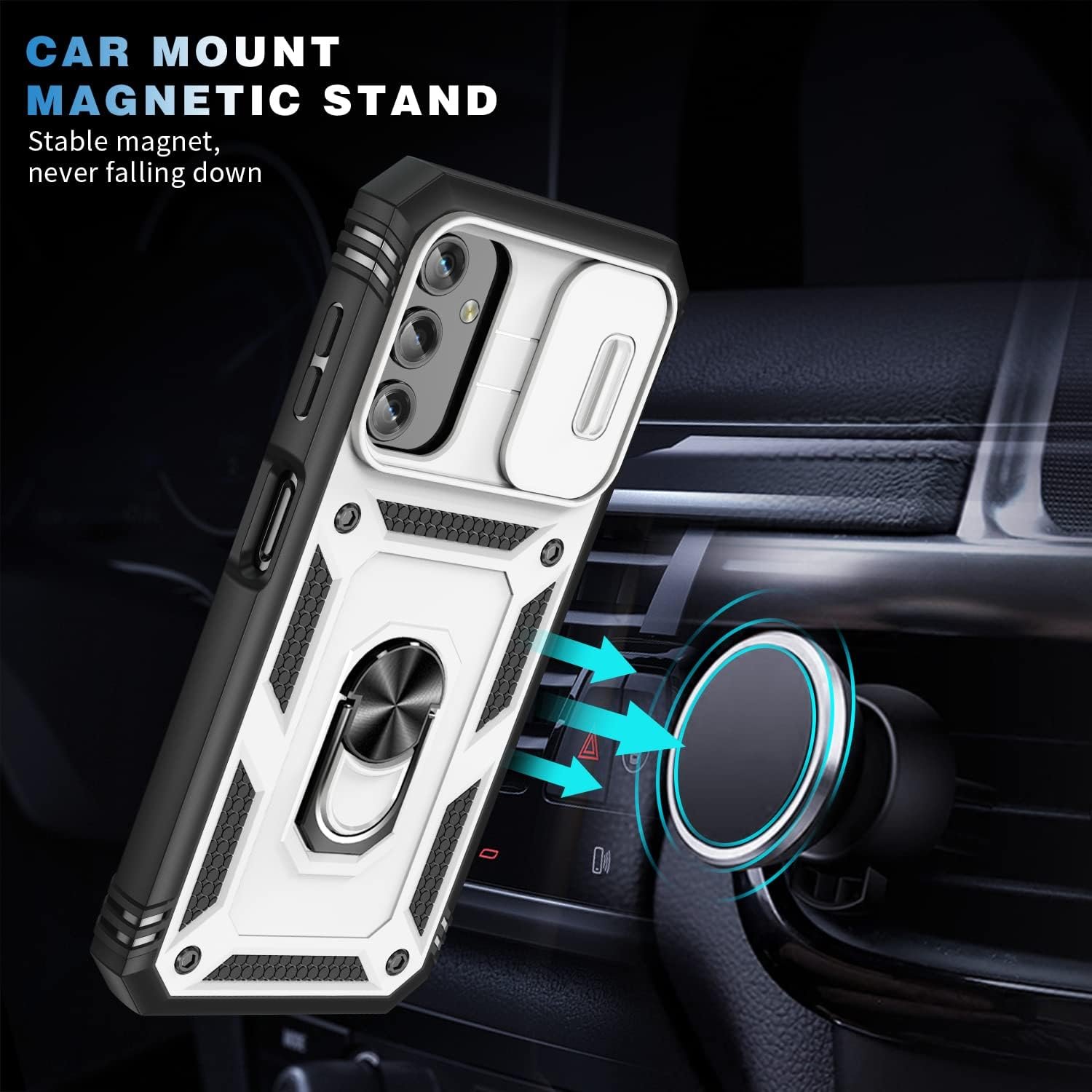 PASNEW for Samsung Galaxy A14 5G Case,Kickstand & Slide Camera Cover,Multi-Layer Heavy Duty Full Body Shockproof Protection Hard Shell for Galaxy A14 4G Case,6.6 inch,White - Image 6