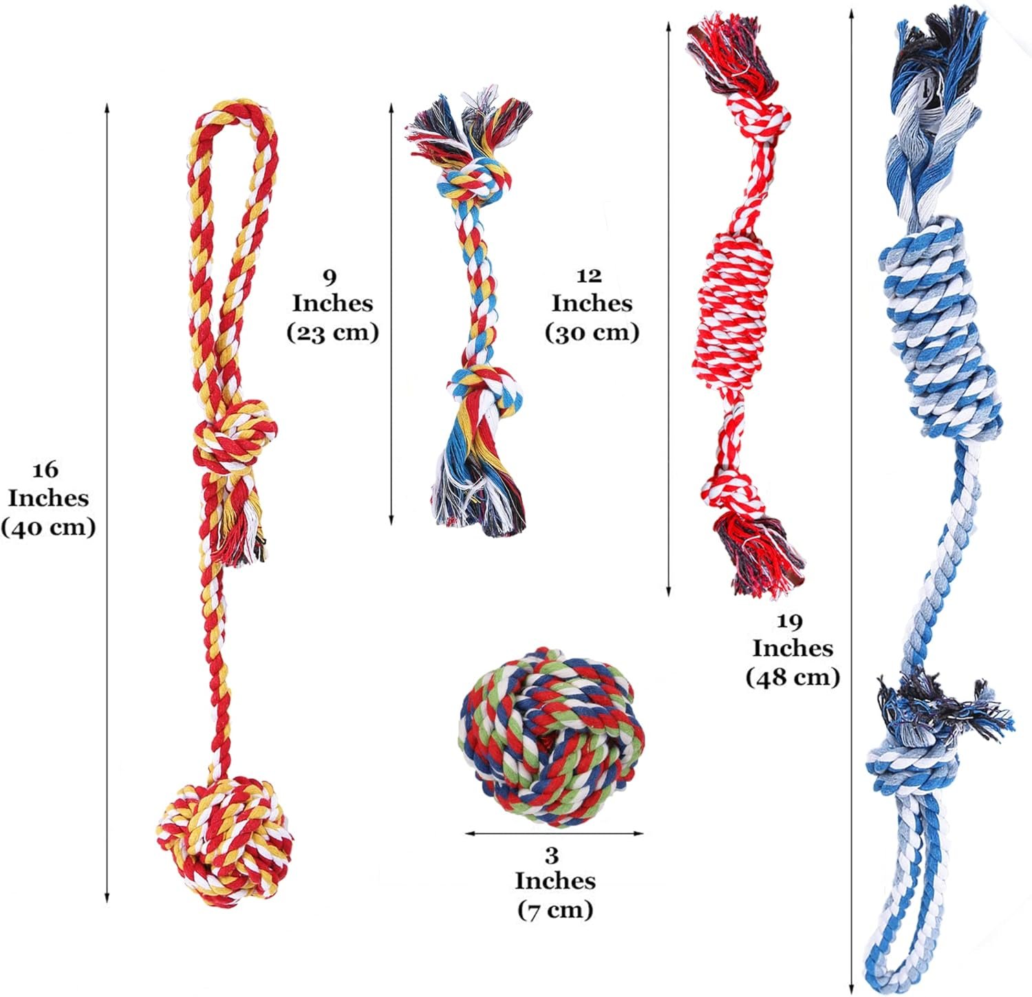 SunGrow, 5-Pack Ferret Rope Chew Teething Toys, Puppy Chew Toys & Accessories for Cage, Machine-Washable Durable Cotton Knotted Rope Dog Tug Toys for Small to Medium Breeds, 3” - 19” - Image 8