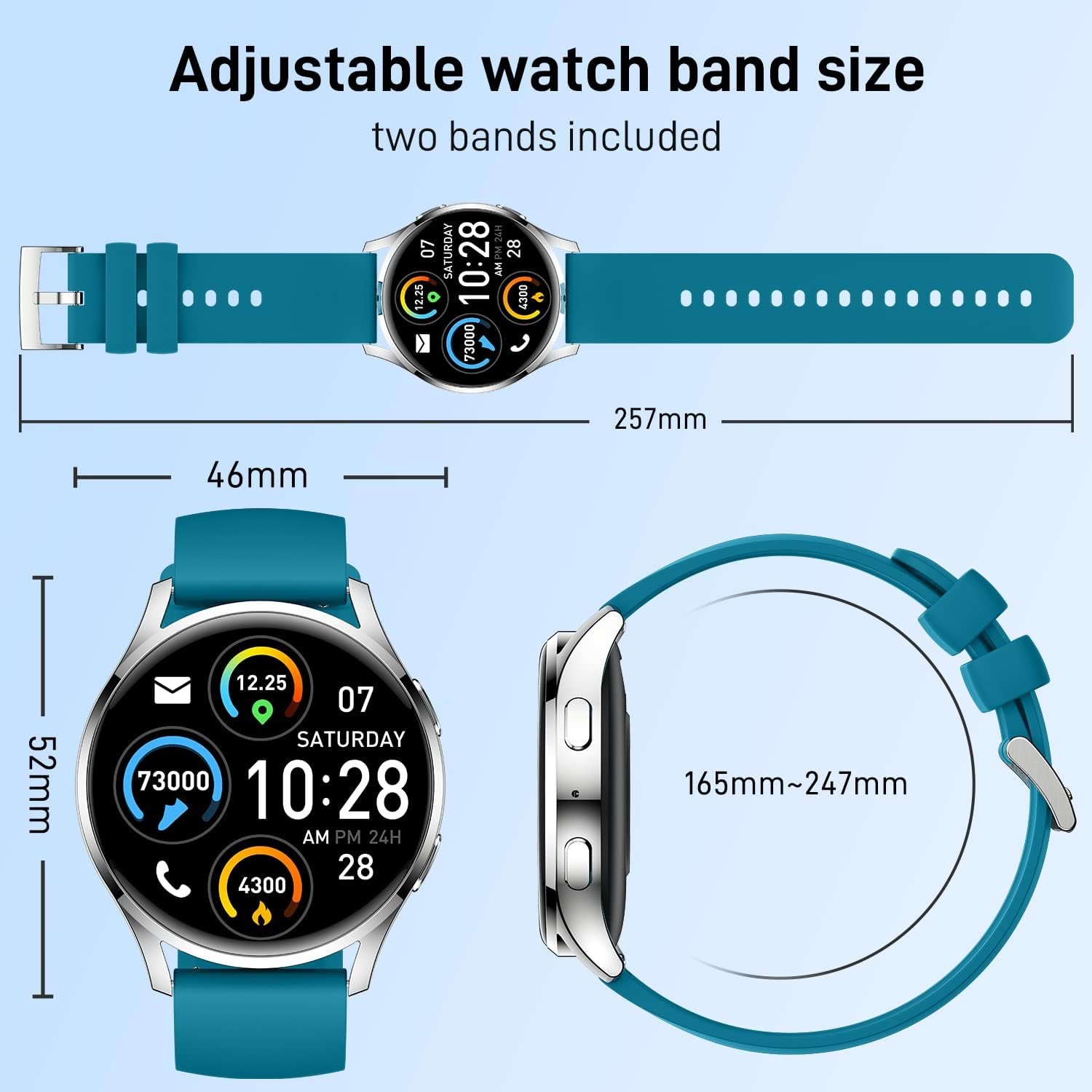 Smart Watch for Men Women Fitness: (Make/Answer Call) Bluetooth Smartwatch for Android Phone iPhone Compatible Waterproof Sport Running Digital Watches Blood Pressure Heart Rate Monitor Sleep Tracker - Image 8