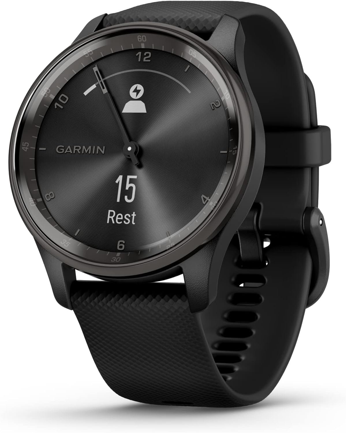 Garmin Vivomove Trend, Stylish Hybrid Smartwatch, Long-Lasting Battery Life, Dynamic Watch Hands and Touchscreen Display, Black (Renewed), Adjustable - Image 4