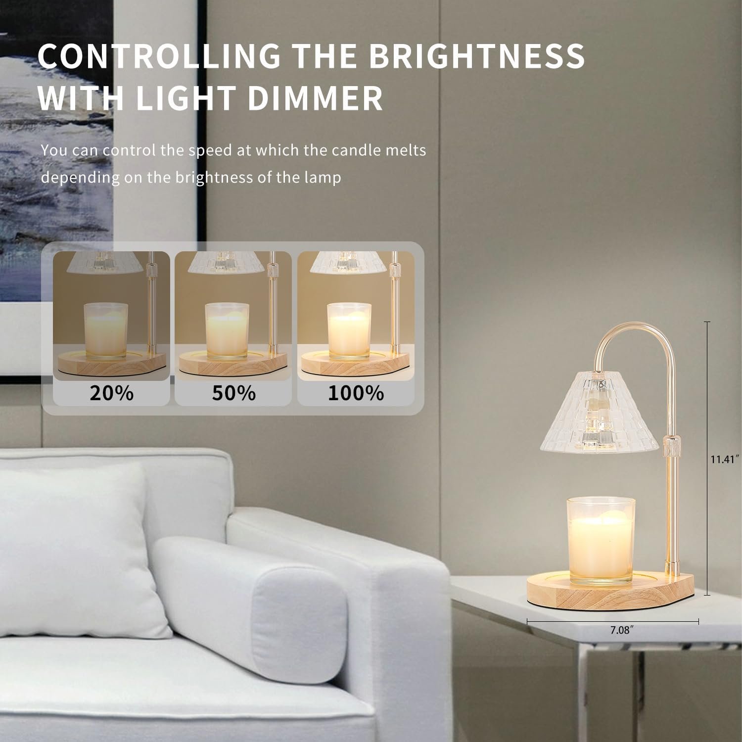 Candle Warmer Lamp with Dimmable - Candle Wax Warmer Lamp with 2 Bulbs,Height Adjustable Candle Melting Light Compatible Large & Small Size Jar Candles for Home Decor Gift - Image 3