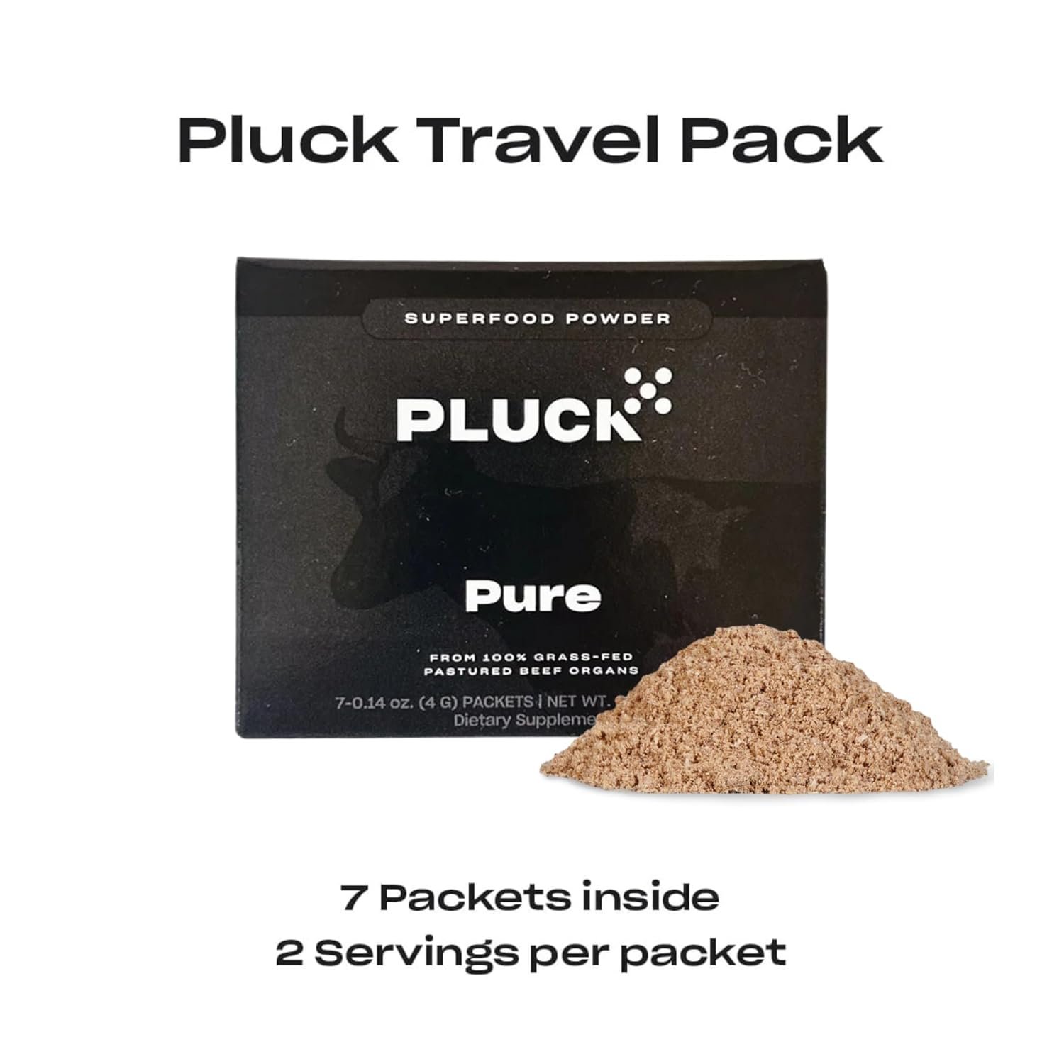 Pluck Pure | Beef Organ Supplement Powder Travel Pack | From 100% Grass Fed & Grass Finished Pastured Beef Liver, Kidney, Spleen, Heart, & Pancreas | 7 Packets, 14 Servings - Image 8