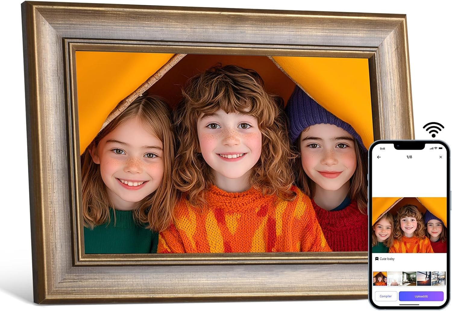10.1-Inch Digital Picture Frame, Wood Finish Smart Digital Photo Frame WiFi, 1280x800 IPS HD Touchscreen, 16GB Storage – Effortlessly Share Photos and Videos from Anywhere - Image 2