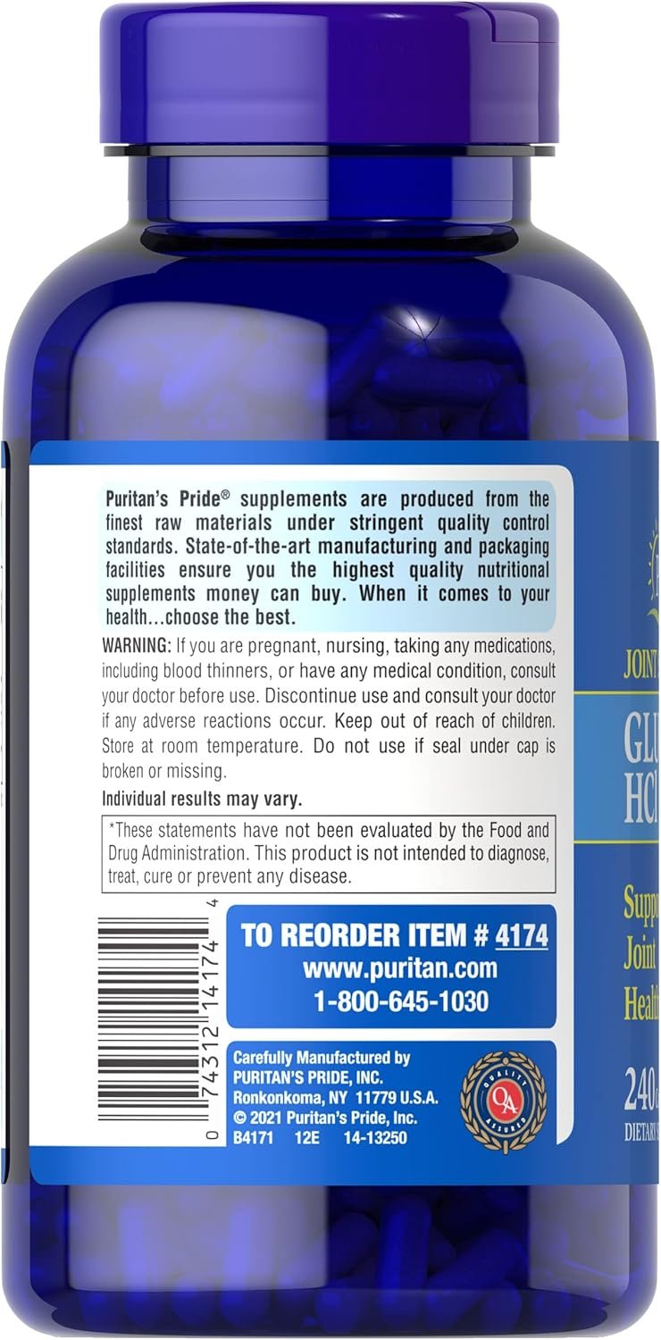 Puritan's Pride Joint Formula Glucosamine HCI for Men and Women 680mg, Dietary Supplement for Joint Health, 80 Day Supply, 240 Capsules - Image 3