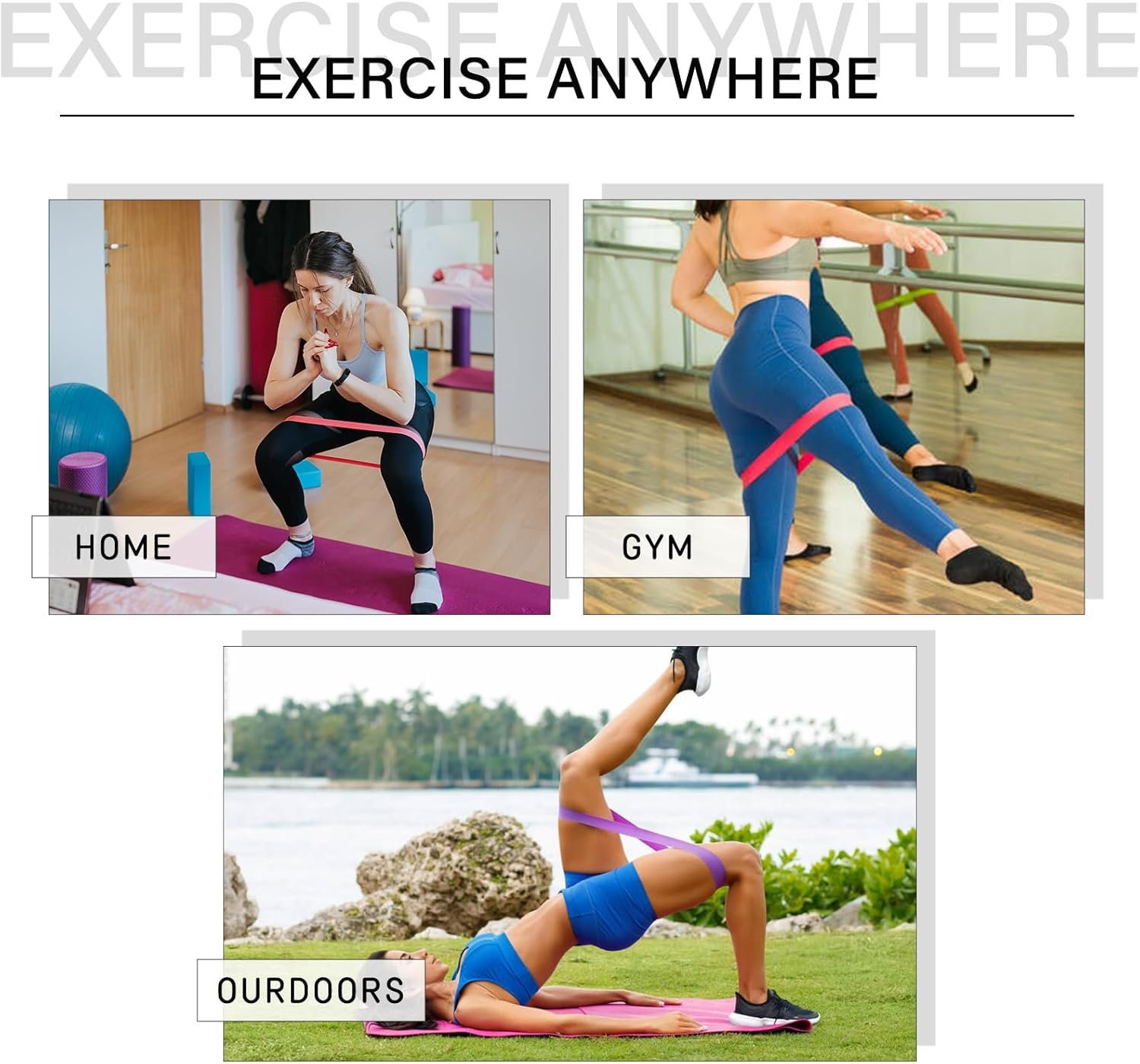 Resistance Loop Exercise Bands for Working Out Women and Men, Pack of 5 Different Resistance Levels Exercise Bands for Home Fitness, Physical Therapy, Strength Training, Yoga - Image 7