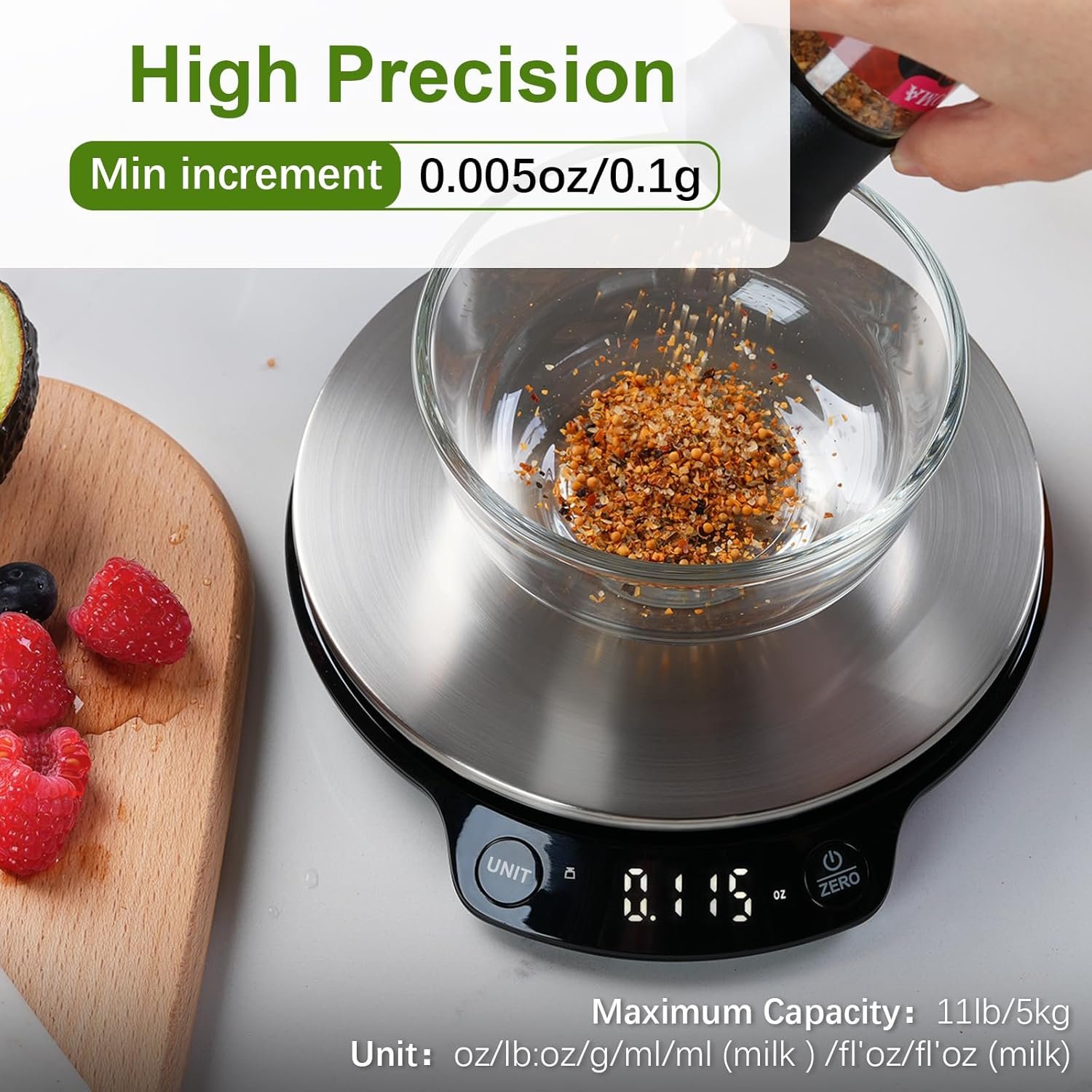 Smart Nutritional Scale,0.005 oz/0.1 g High Precision, 11 lb/5 kg,Smart Food Scales Calorie Calculator with App Food Database, Digital Kitchen Scale for Cooking, Baking, etc, Black - Image 5