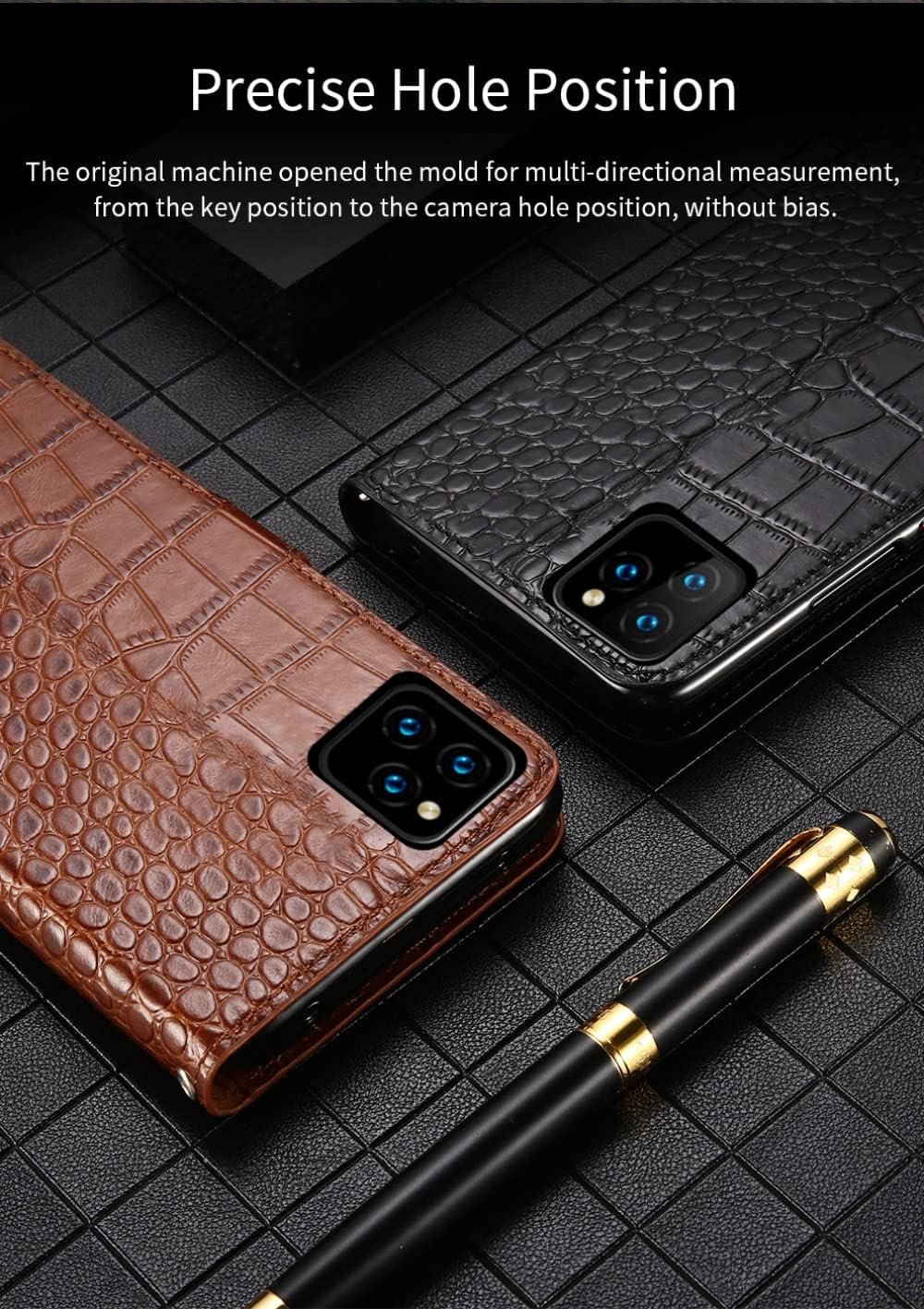 Luxury Crocodile patternLeather Magnetic Phone Flip Case for iPhone 12 11 13 14 Pro Max 13 Mini X XS XR 6 6s 7 8 Plus SE 2020 Card Slot Cover,Black,for iPhone 13 - Image 7