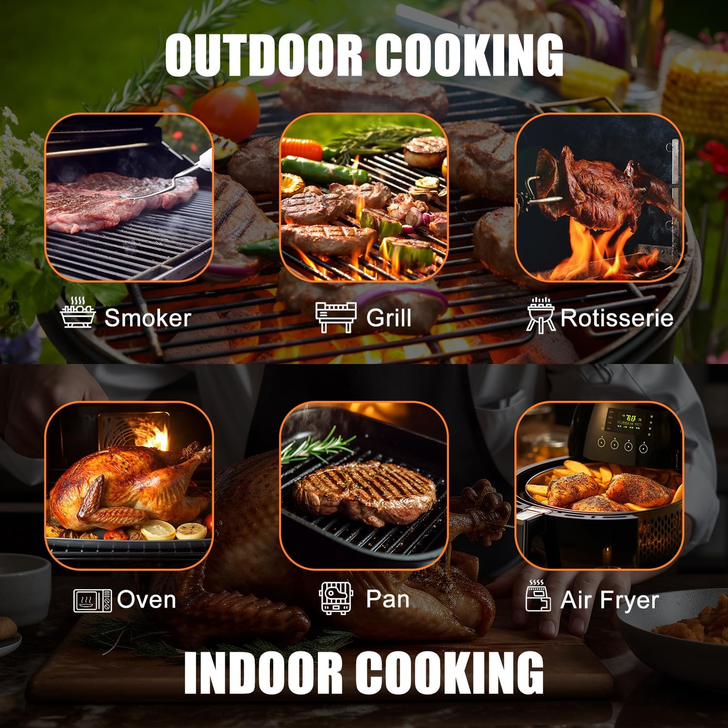INSMART Wireless Meat Thermometer for Meat Smoker Probe,Bluetooth Meat Wireless Probe Thermometer Temperature Probe Smart Digital Meat for Grilling Temp Spike Cooking Thermometer - Image 8
