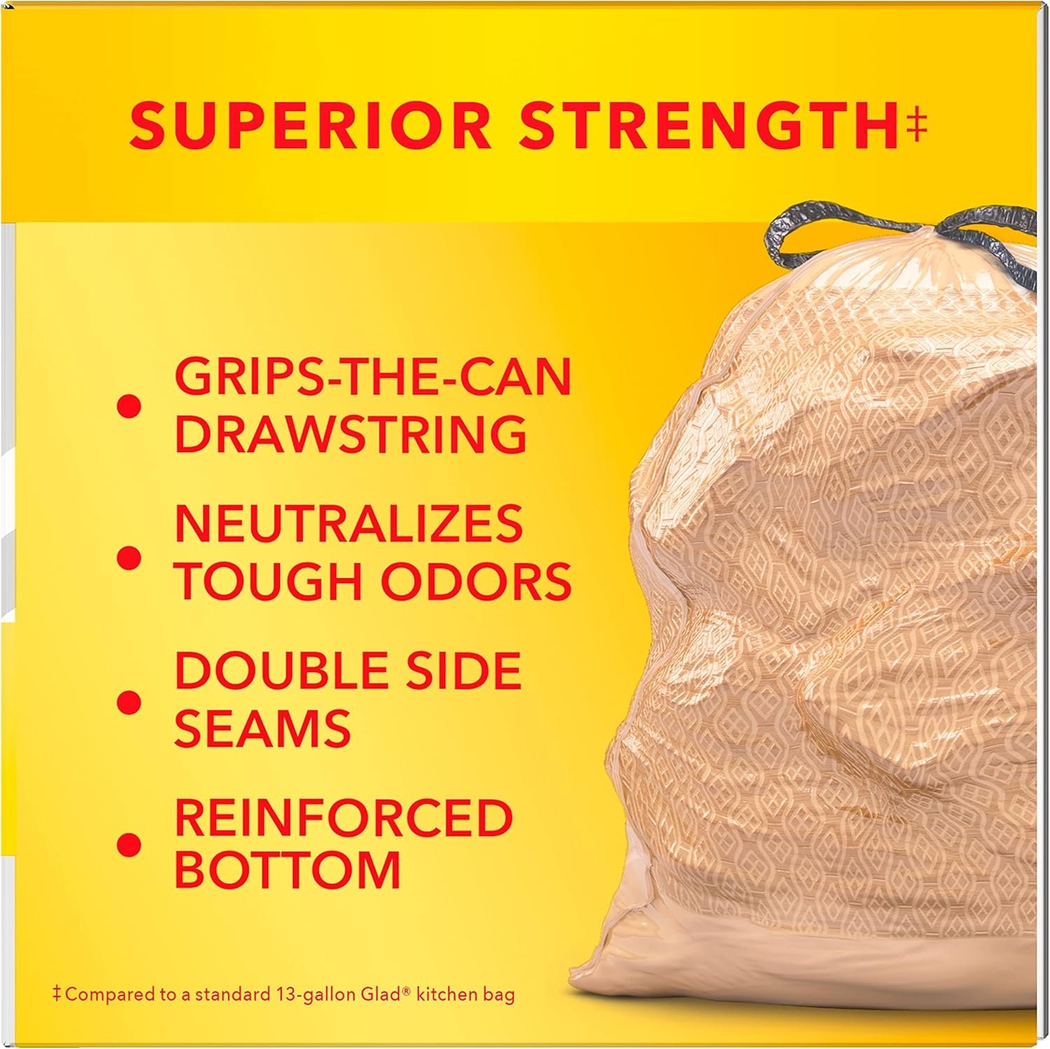 Glad ForceFlex MaxStrength Kitchen Trash Bags, 13 Gal, 45 Ct (Package May Vary) - Image 8