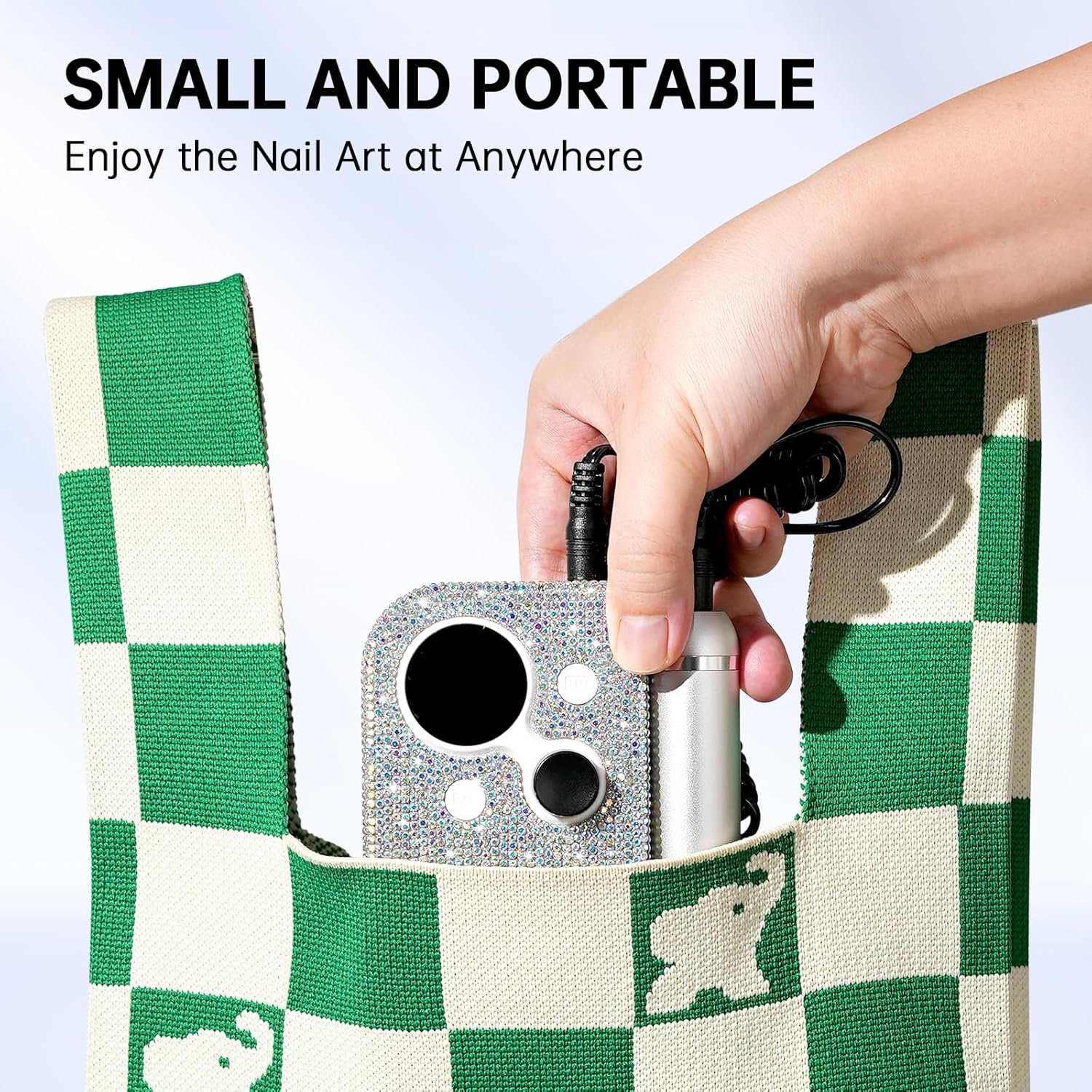 Professional Electric Nail Drill, Rechargeable Sparkly Nail Drill for Acrylic Nails, Cordless Portable Nail Drill Kit with Drill Bits and Sanding Bands for Manicure Pedicure, Diamond - Image 10