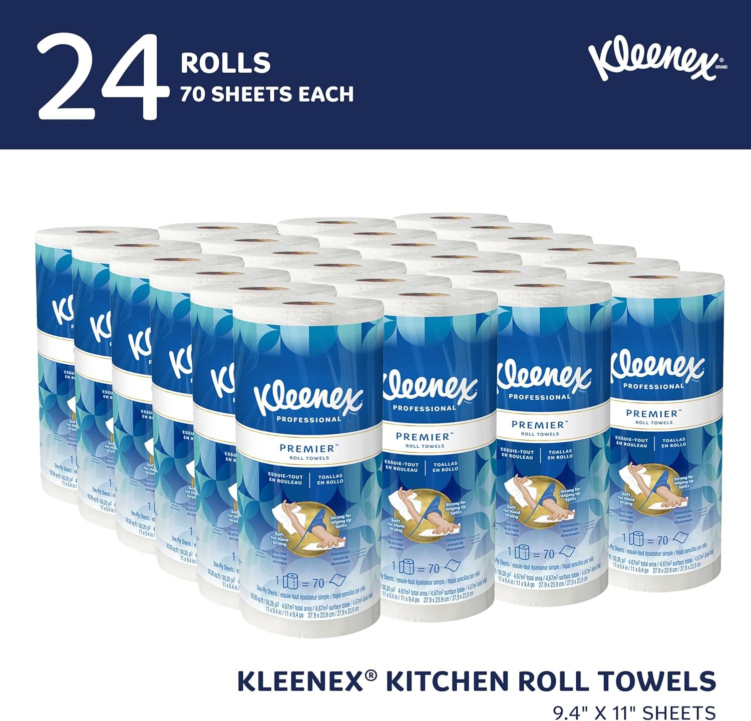 Kleenex® Premier Kitchen Paper Towels (13964), Cloth-Like Softness, White, (24 Rolls/Case, 70 Sheets/Roll, 1,680 Sheets/Case) - Image 3