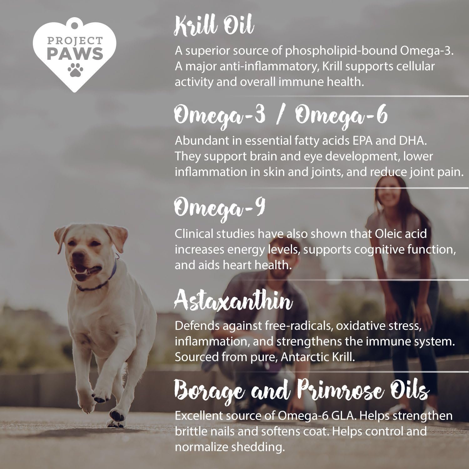 Project Paws Omega 3-6-9 Select Fish Oil for Dogs - Krill Oil Skin and Coat Supplement - 60 Count - Image 4