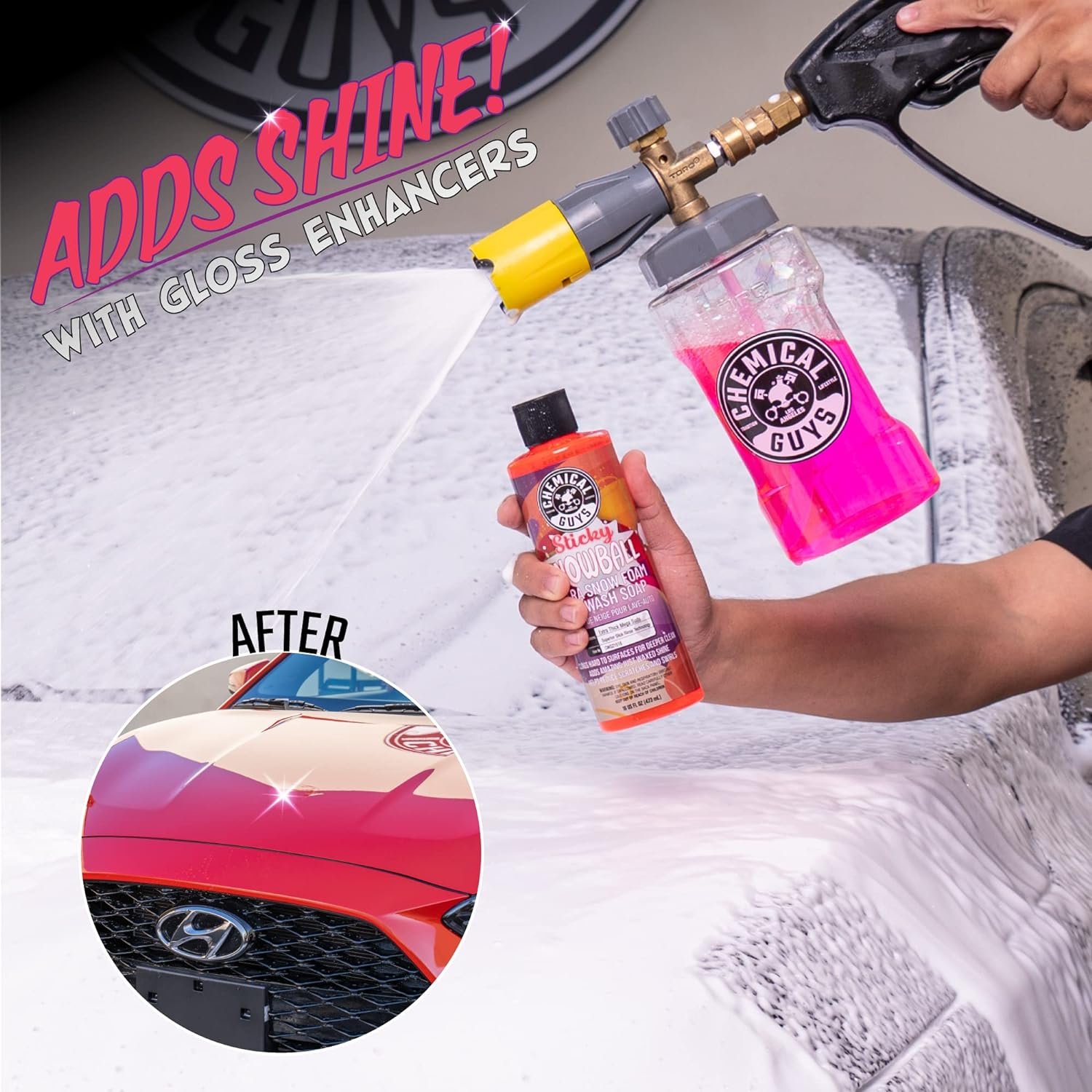 Chemical Guys CWS21564 Sticky Snowball Ultra Snow Foam Car Wash Soap (for Foam Cannons, Foam Guns or Bucket Washes) for Cars, Trucks, Motorcycles, RVs & More 64 fl oz (Half Gallon) Cherry Scent - Image 7