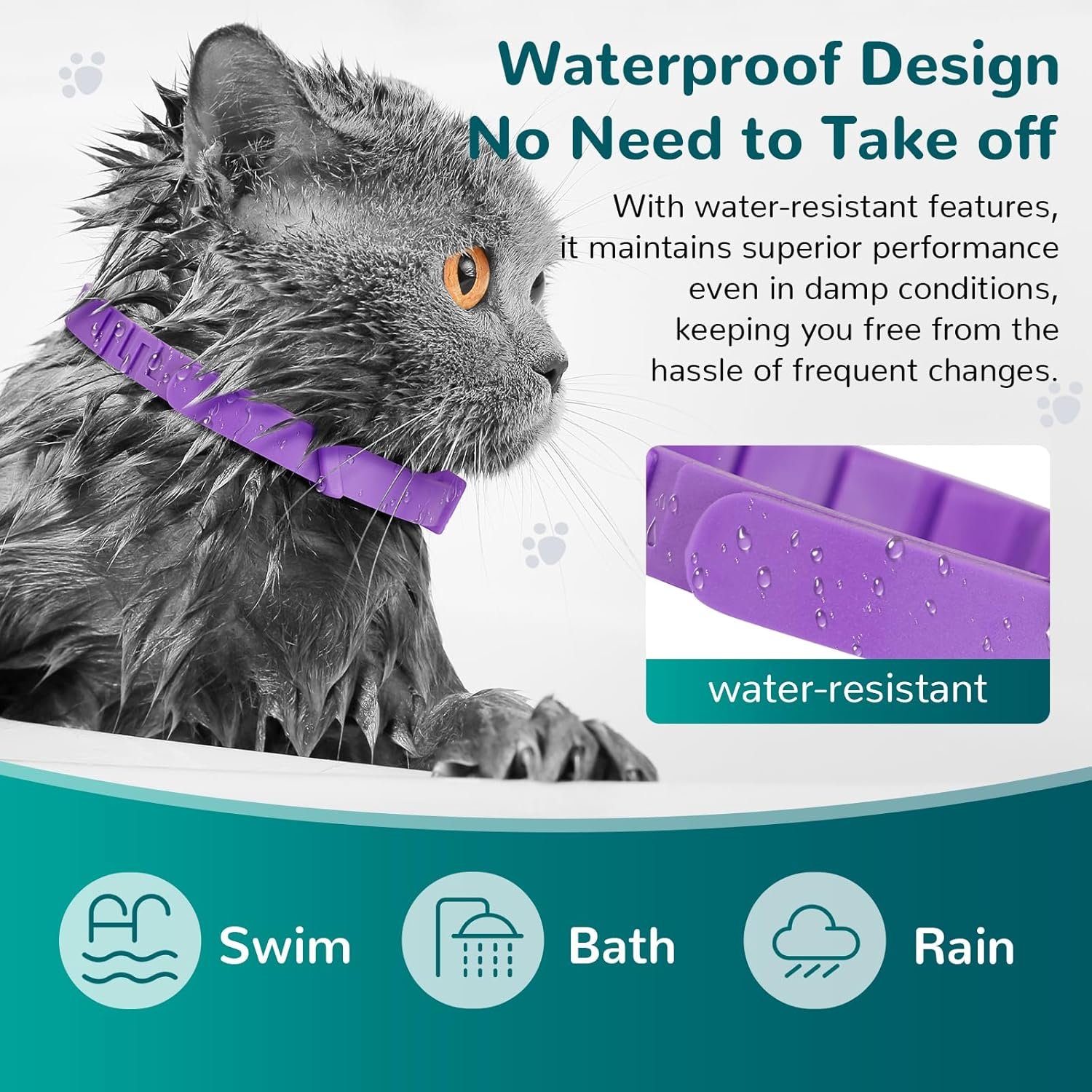 Calming Collar for Cats, Pheromone Collar for Cat Anxiety Relief, 60 Days Adjustable Waterproof TPE, Cat Calming Collars Helps Calm During Loud Noises and Separation (Grey, 1 Pack) - Image 5