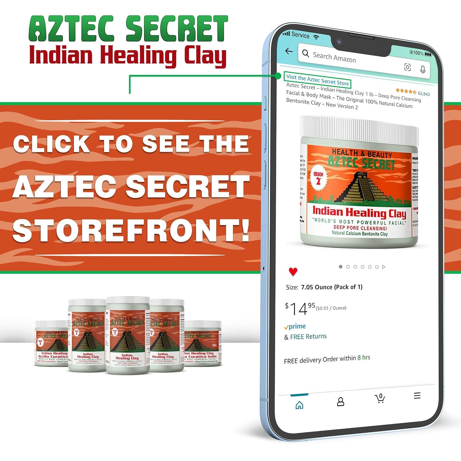 Aztec Secret – Indian Healing Clay 1 lb – Deep Pore Cleansing Facial & Body Mask – The Original 100% Natural Calcium Bentonite Clay – New Version 2 - Image 7