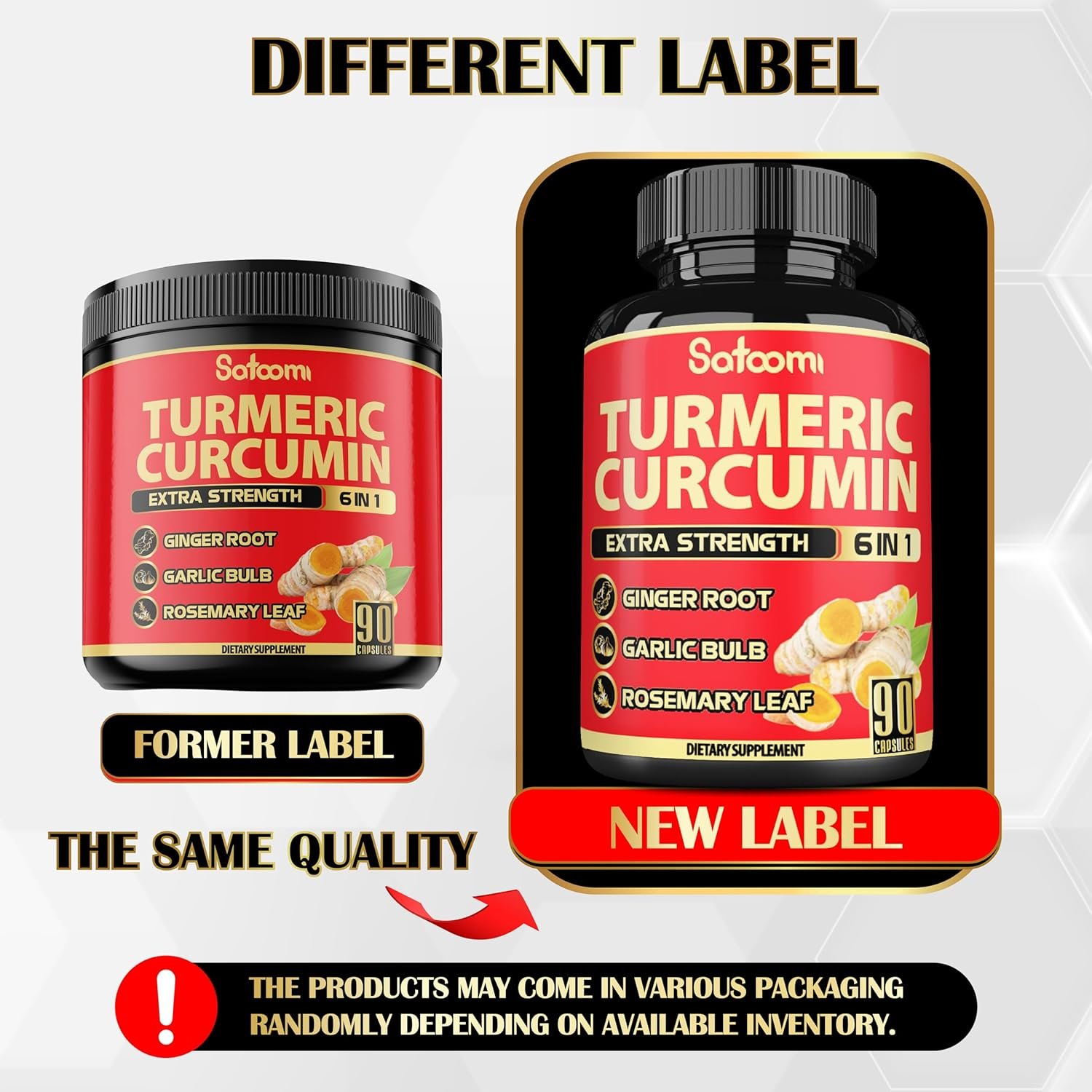 6in1 Turmeric Curcumin Supplement - 3 Month Supply - 95% Curcuminoids with Ginger Root, Garlic Bulb, Rosemary & Black Pepper - 90 Capsules - Image 9
