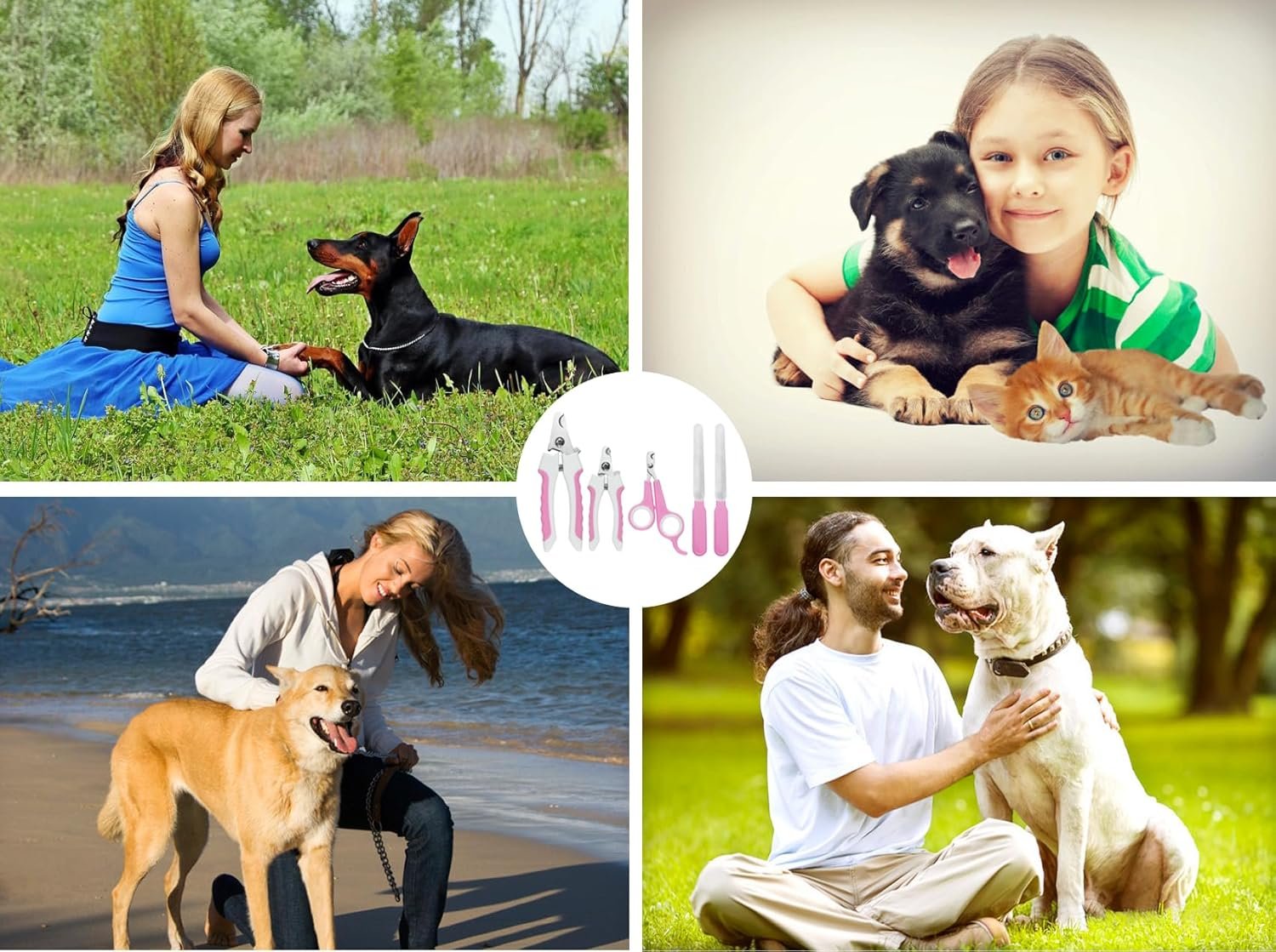 5Pcs Dogs and Cats Grooming Nail Clippers Kit Pet Claws Nail Clipper Trimmers, with Protective Guard Lock to Avoid Over Cutting, Professional Trimmers for Large and Small Cat and Dog Animal. (Pink) - Image 8