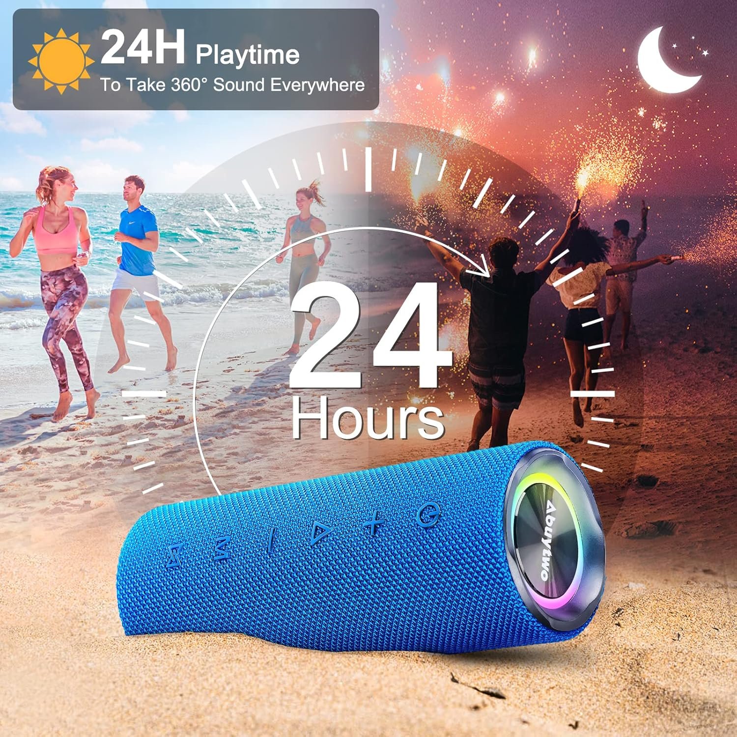 Bluetooth Speaker IPX7 Waterproof, Loud 30W HD Sound Wireless Speakers RGB LED Shower Speaker, Dual Pairing 24H Playtime Wireless Stereo Travel Speakers for Home Outdoor Kayak Beach (Blue) - Image 5