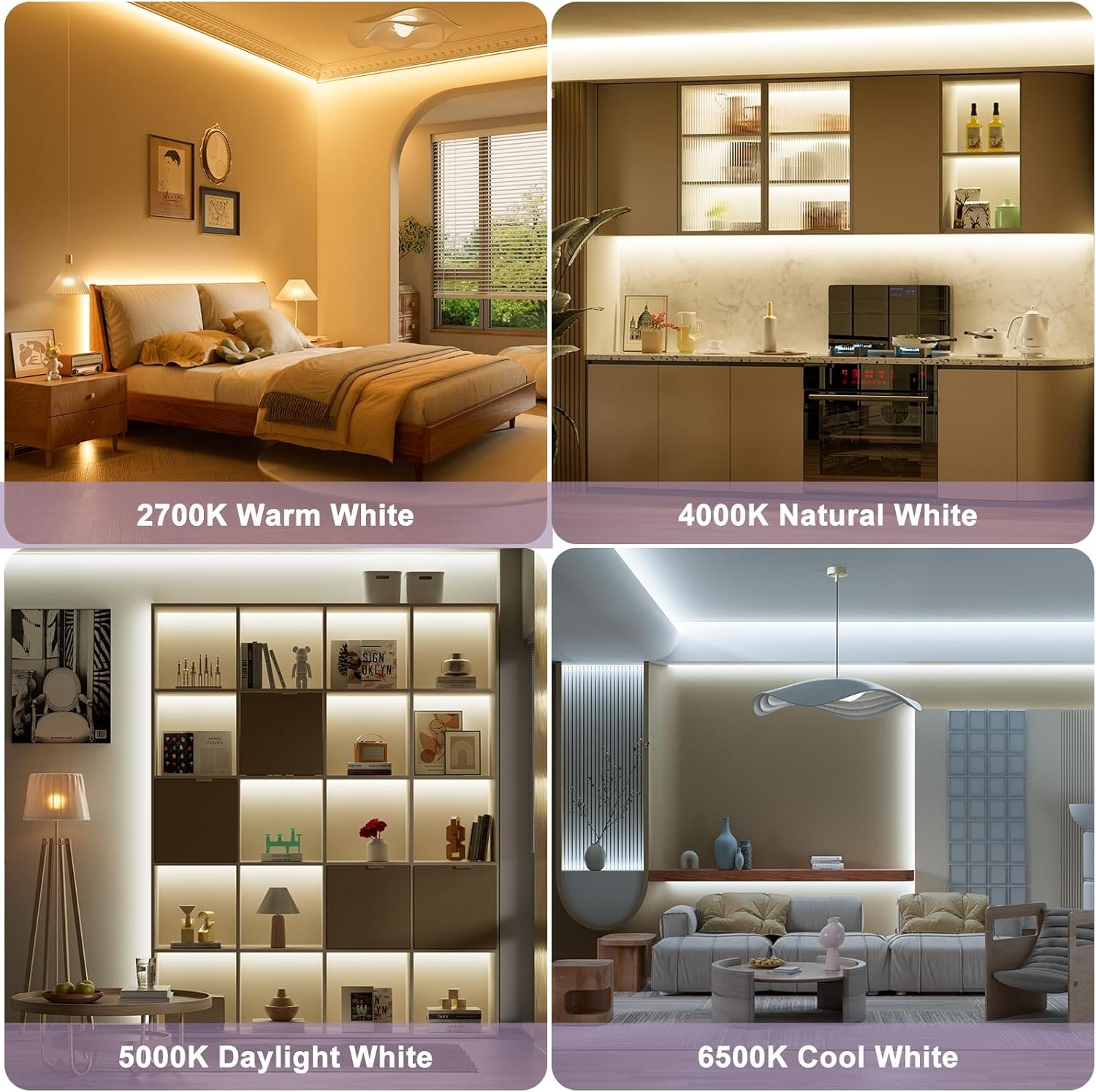 MIWISE CCT COB LED Strip Light Tunable White,32.8ft/10m Dimmable 2700K-6500K CRI90+ 24V LED Tape Light Kit,Work with Alexa/Google Assistant/Tuya,for Under Cabinet Bedroom Kitchen DIY Lighting - Image 7