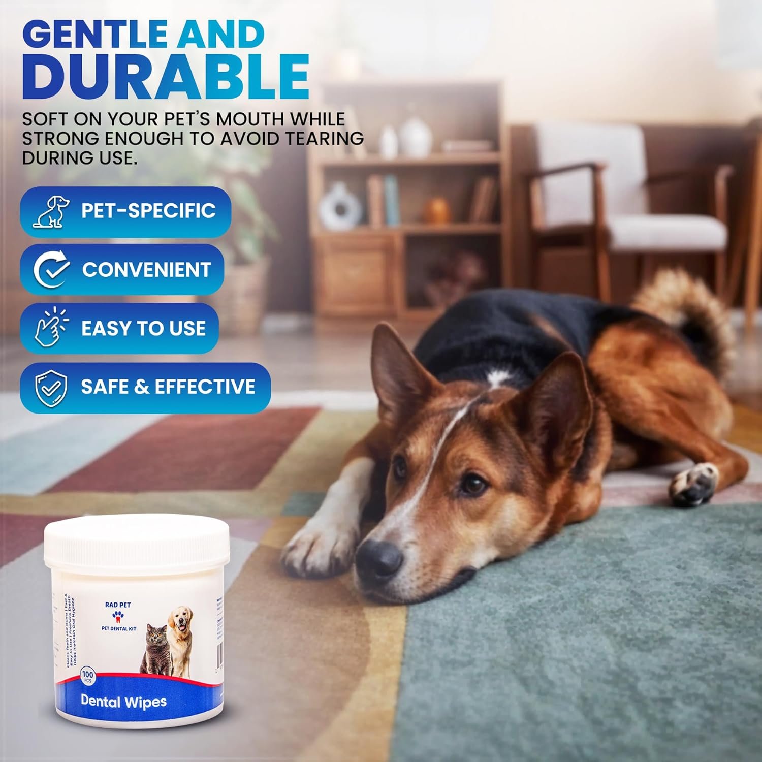 Rad Health Inc Fresh Breath No Brushing Clean Teeth Dental & Oral Care Dental Wipes for Dogs, 100ct - Teeth Cleaning Wipes - Helps Wipe Away Plaque & Tartar - Freshens Breath - No Brushing Required - Image 10